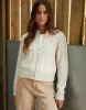 Women's Beige Cable Knit Zip-Up Bomber Jacket sold by Threadbare