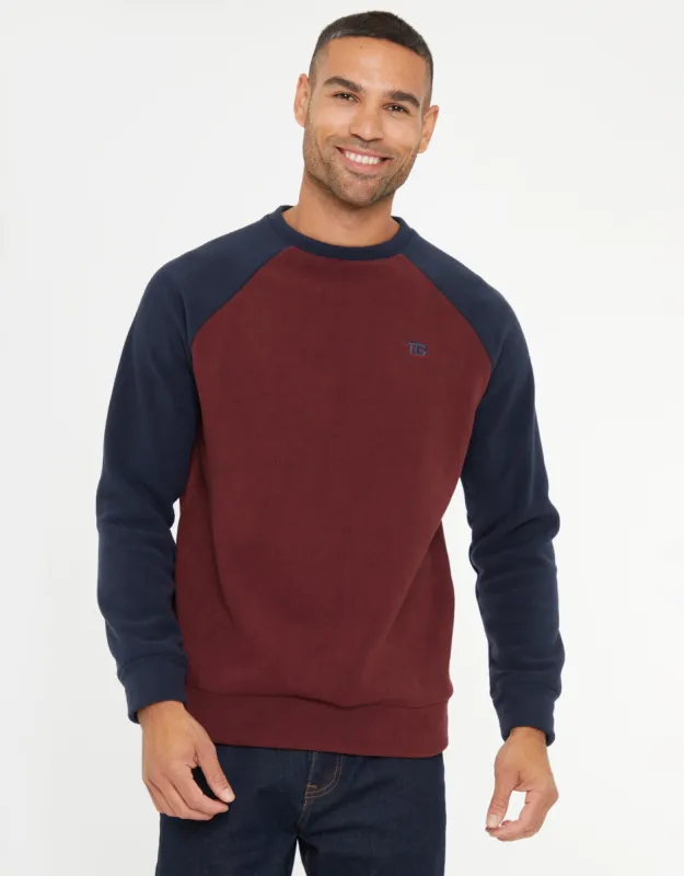 Threadbare Men's Burgundy & Navy Raglan Microfleece Crew Neck Sweatshirt sold by Threadbare