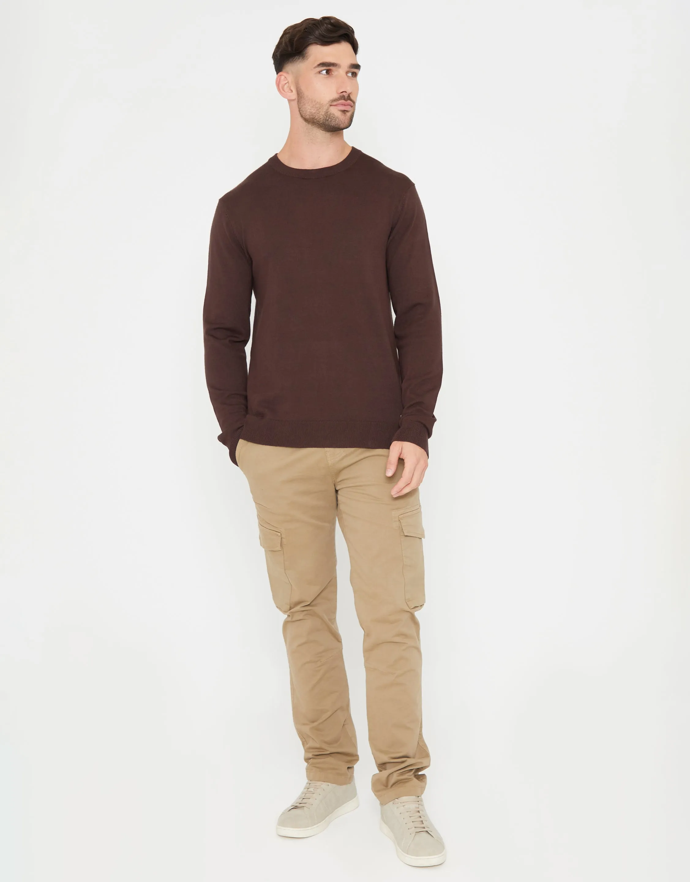 Men's Brown Crew Neck Knitted Jumper sold by Threadbare product image thumbnail 3