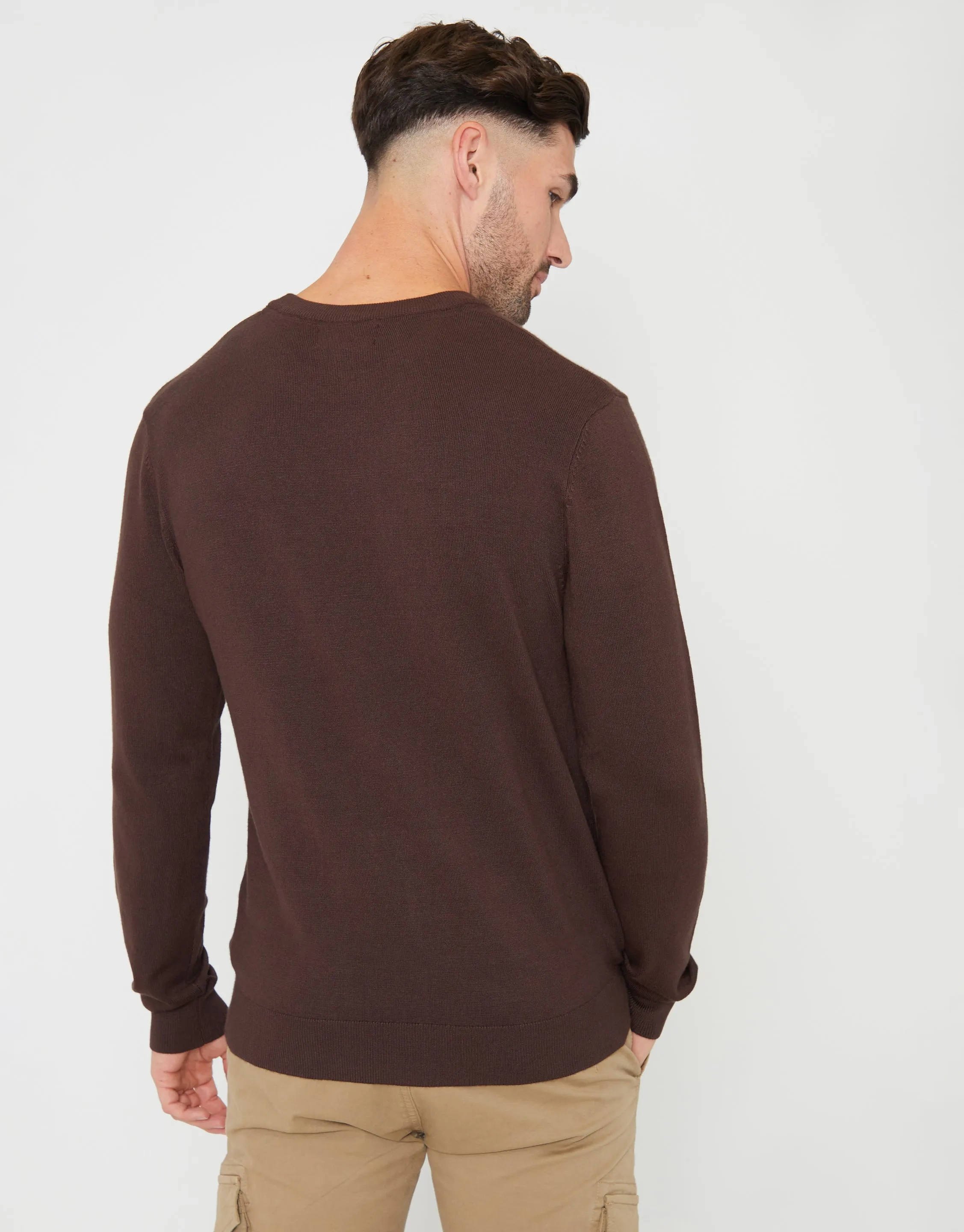 Men's Brown Crew Neck Knitted Jumper sold by Threadbare product image thumbnail 2