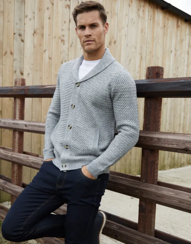 Grey Marl Knitted Shawl Cardigan sold by Threadbare