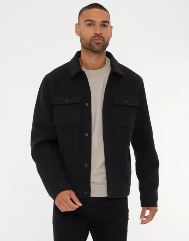 Black Brushed Button Up Shacket sold by Threadbare