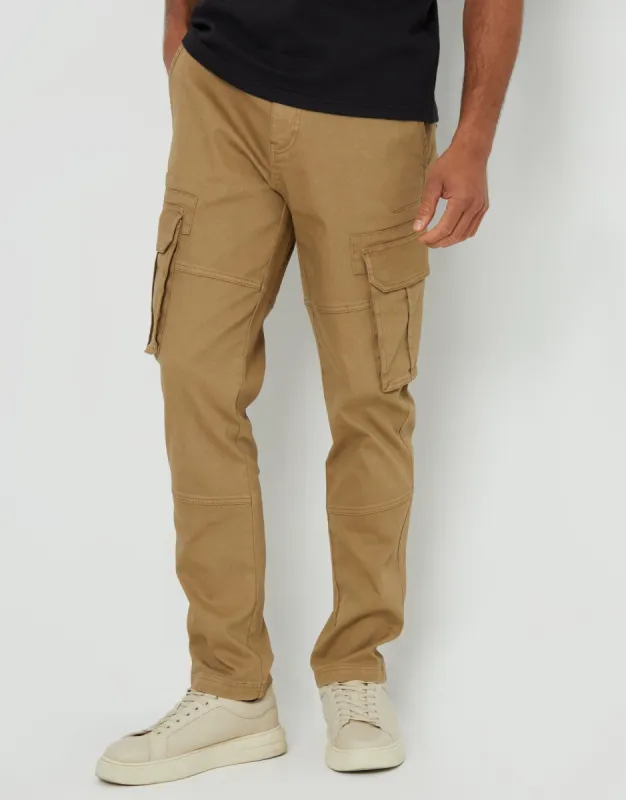 Men's Dark Stone Cargo Pocket Stretch Trousers sold by Threadbare