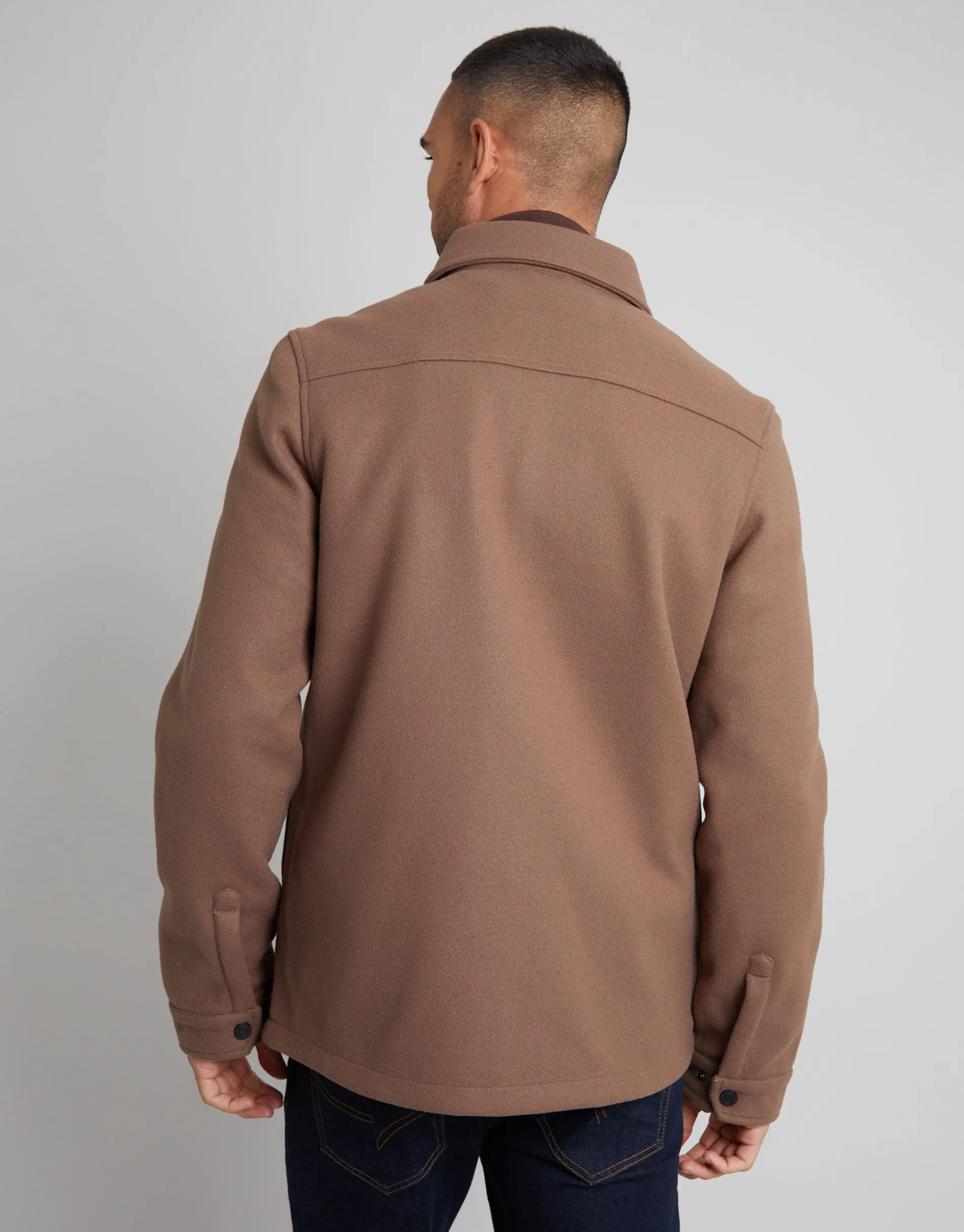 Men's Brown Faux Wool Shacket sold by Threadbare product image thumbnail 2