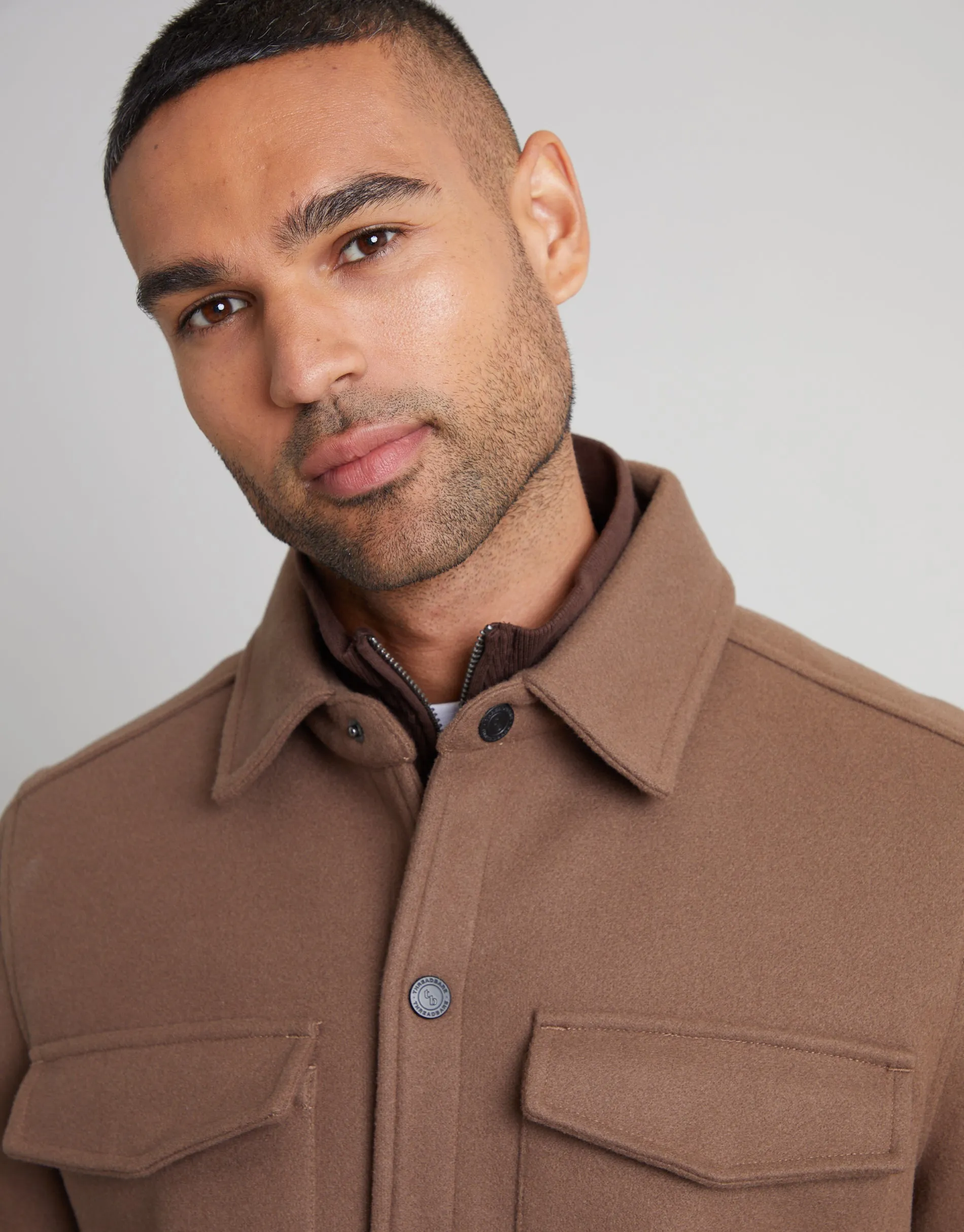 Men's Brown Faux Wool Shacket sold by Threadbare product image thumbnail 5