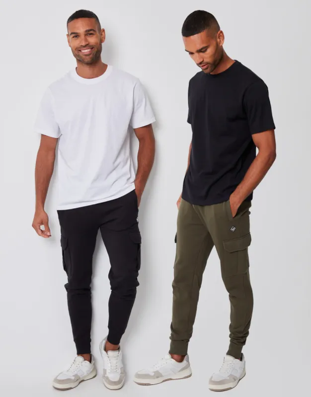 Black & Khaki Cargo Style Joggers (2 Pack) sold by Threadbare