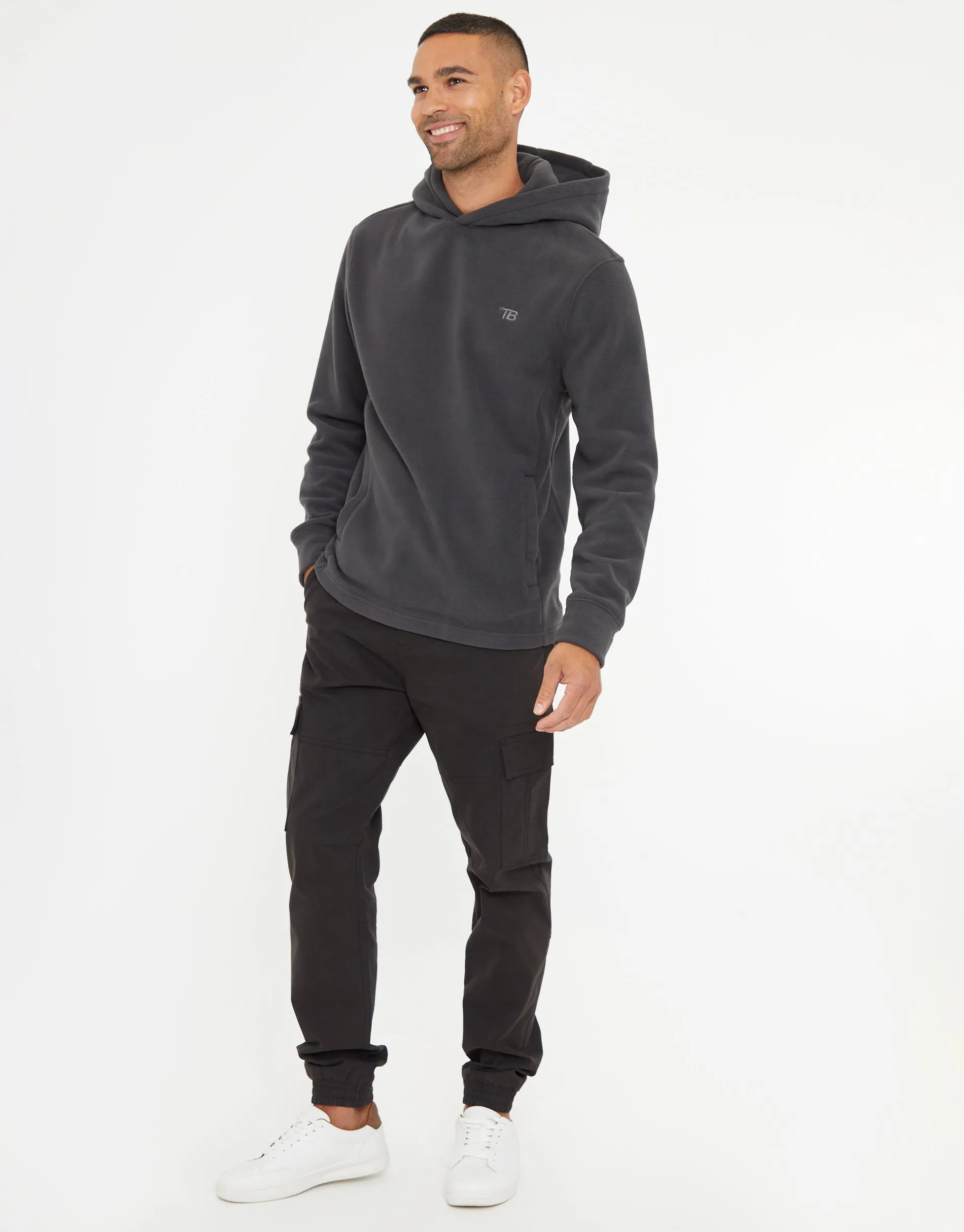 Slate Grey Microfleece Overhead Hoodie sold by Threadbare product image thumbnail 3