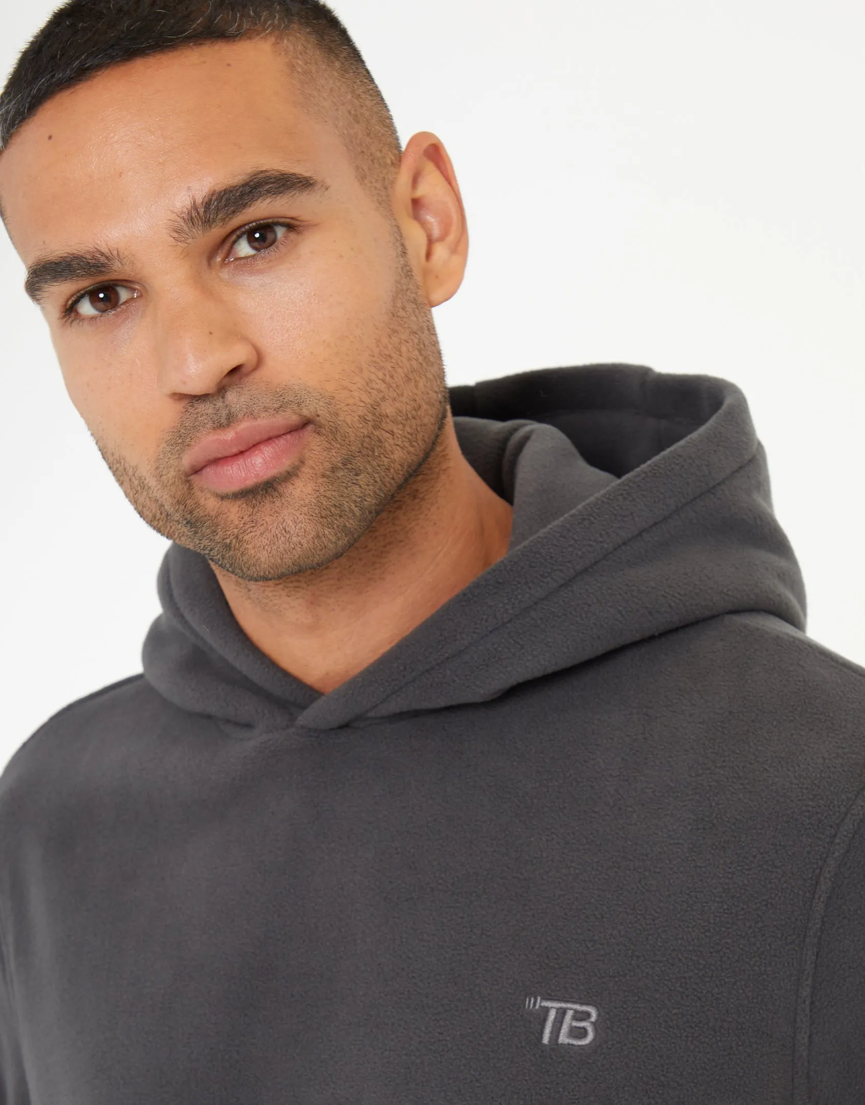 Slate Grey Microfleece Overhead Hoodie sold by Threadbare product image thumbnail 4