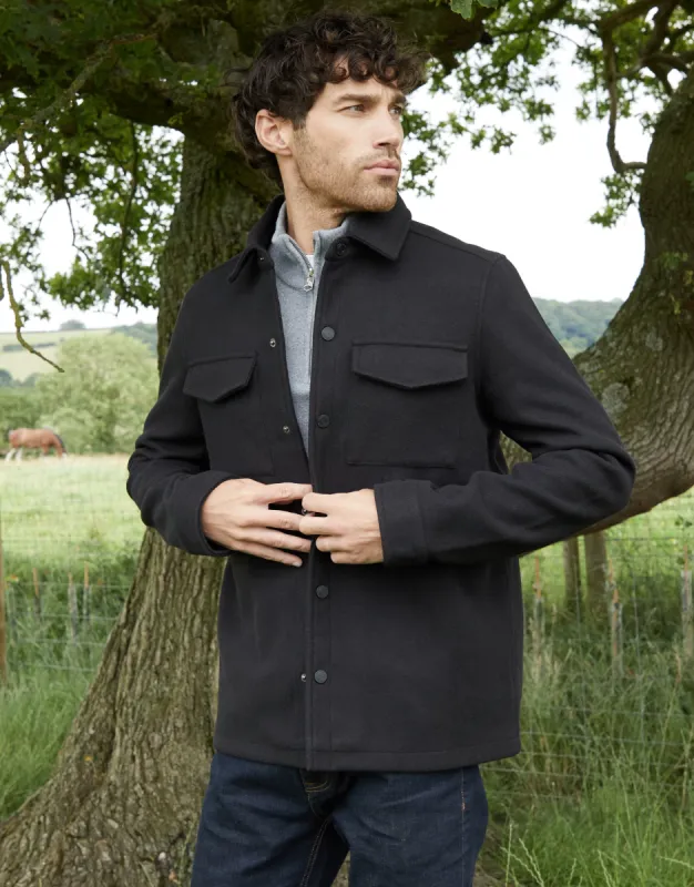 Black Faux Wool Shacket sold by Threadbare