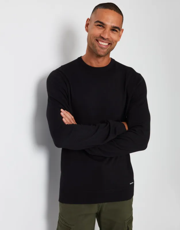 Men's Black Crew Neck Knitted Jumper sold by Threadbare