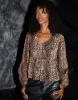 Women's Leopard Print Chiffon Tie Front Smock Blouse sold by Threadbare