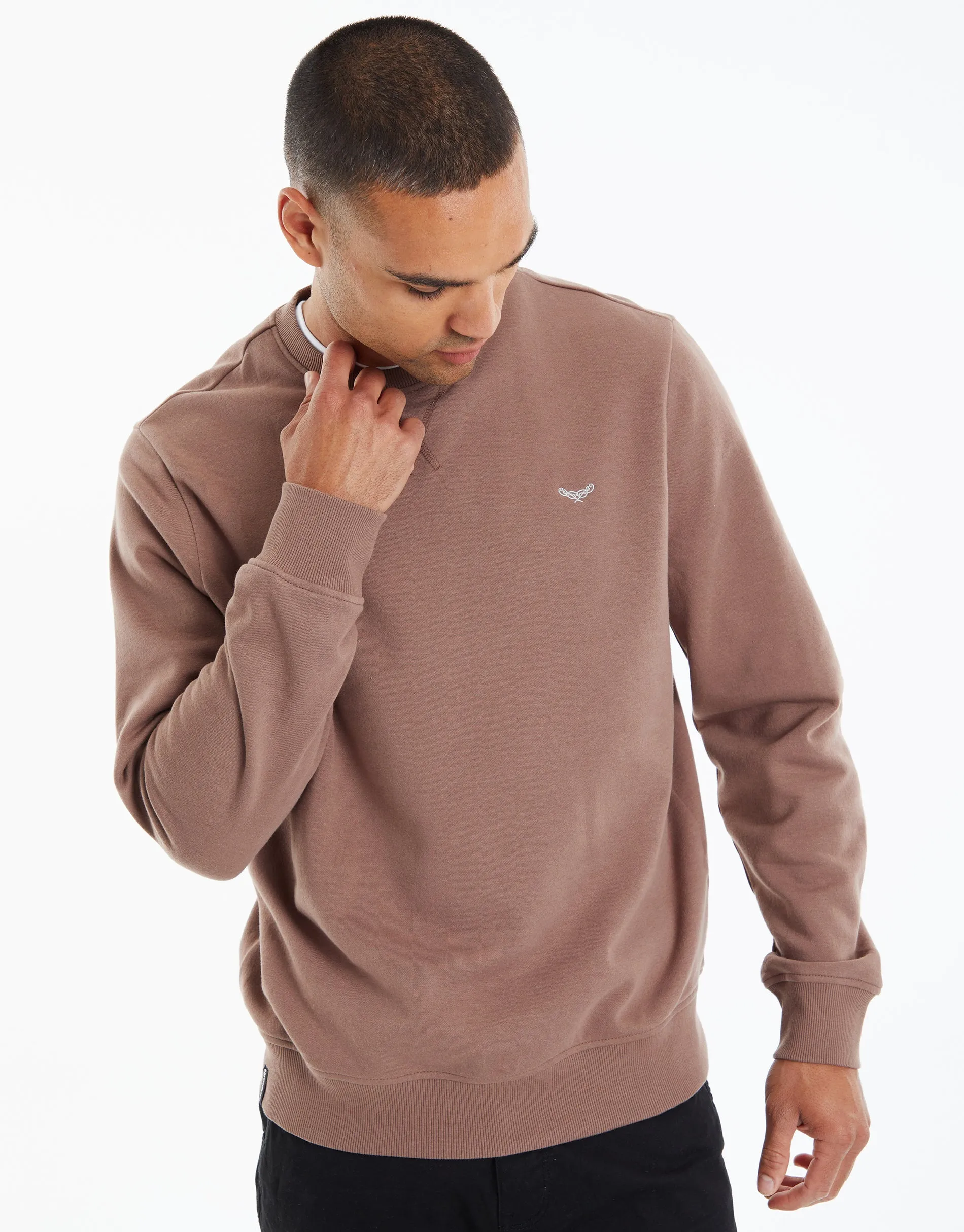 Men's Navy & Taupe Crew Neck Sweatshirts (2 Pack) sold by Threadbare product image thumbnail 3
