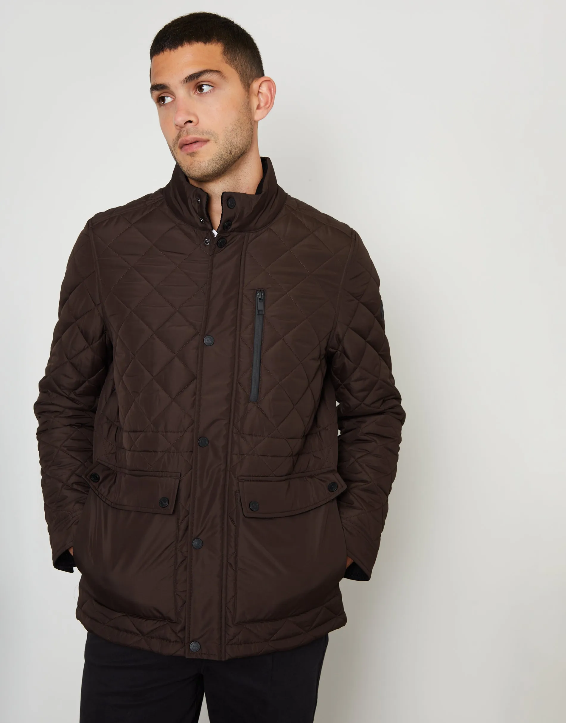 Threadbare Men's Brown Showerproof Quilted Patch Pocket Jacket sold by Threadbare product image thumbnail 5