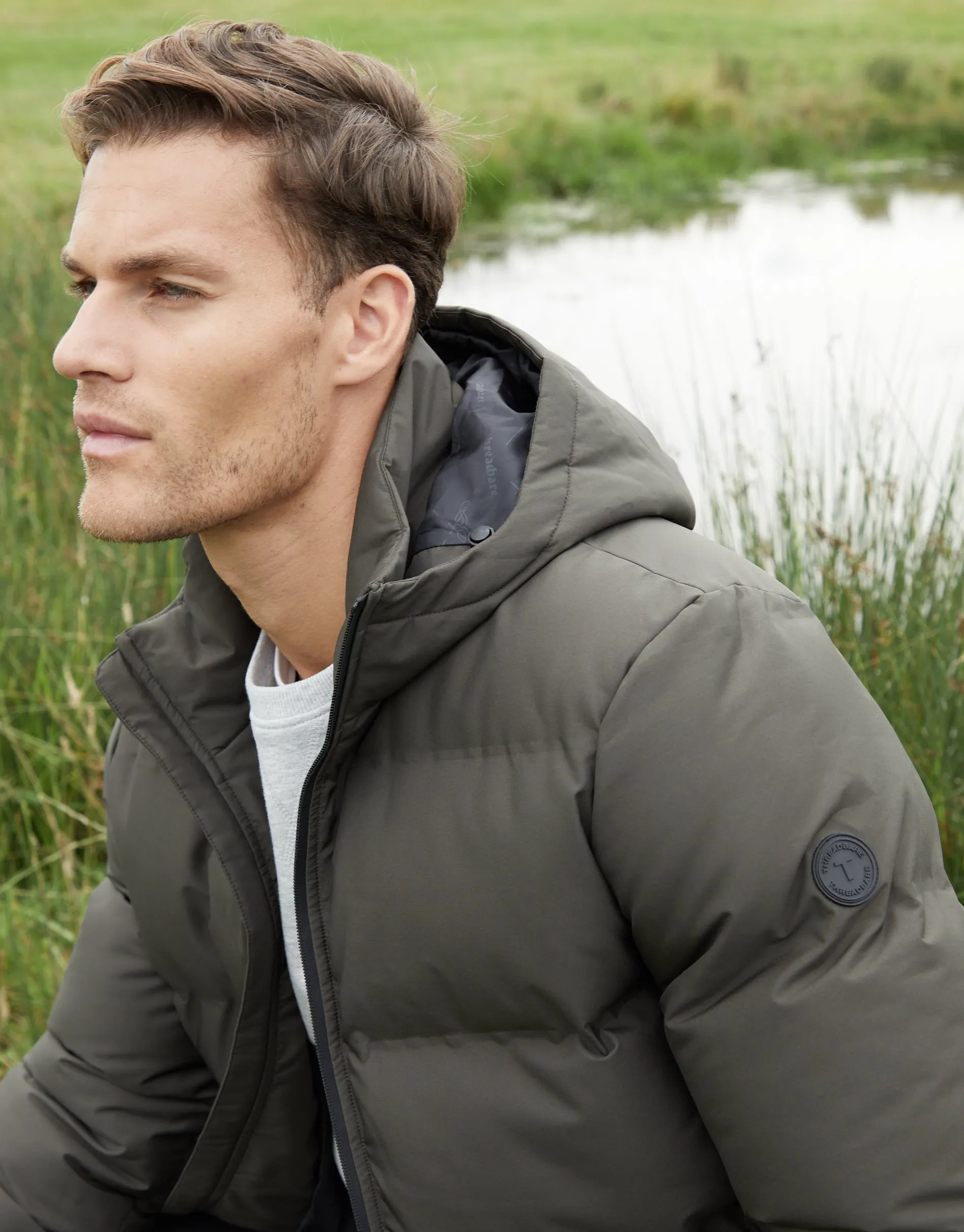 Khaki Green Hooded Puffer Jacket sold by Threadbare product image thumbnail 4