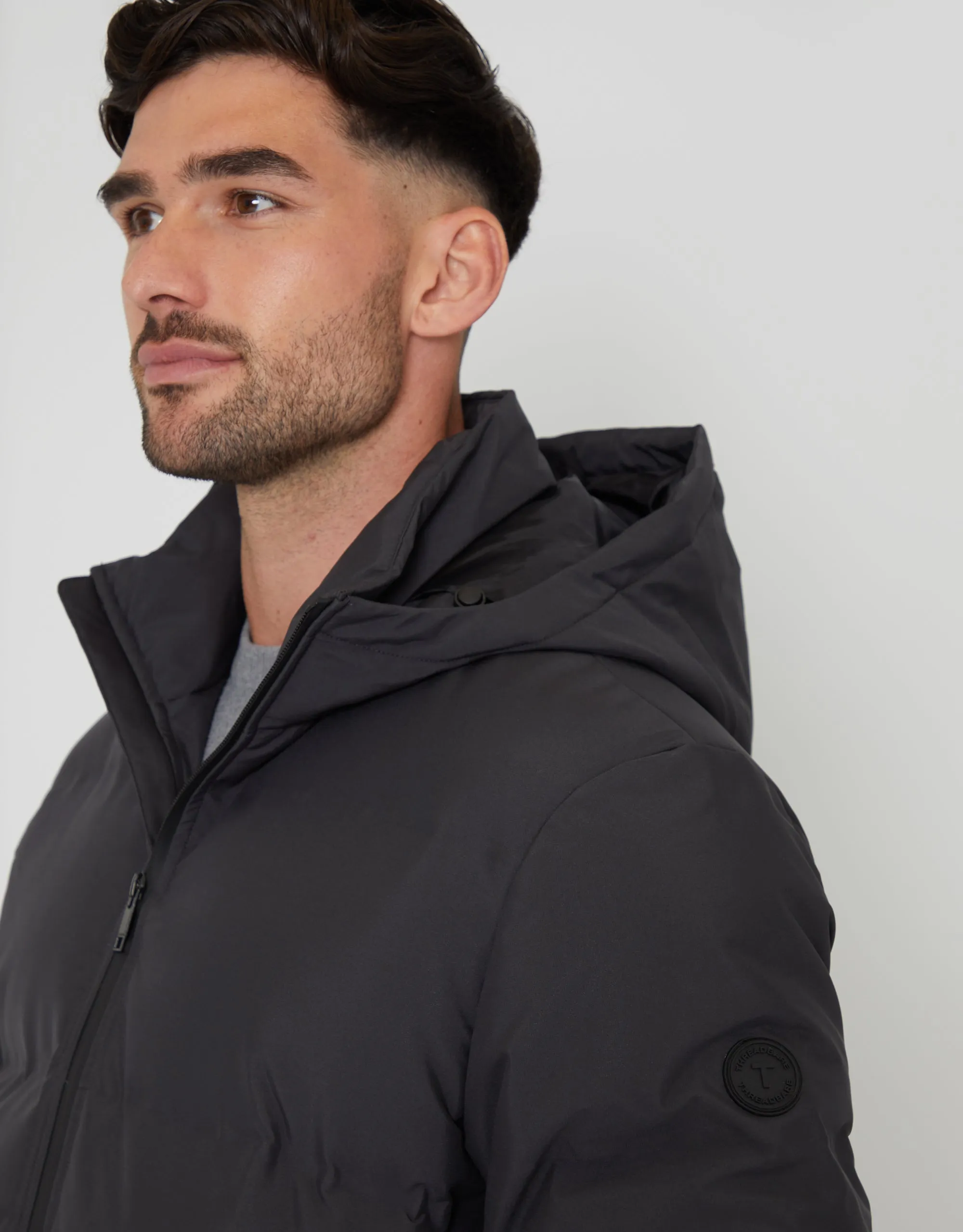Slate Grey Hooded Puffer Jacket sold by Threadbare product image thumbnail 4