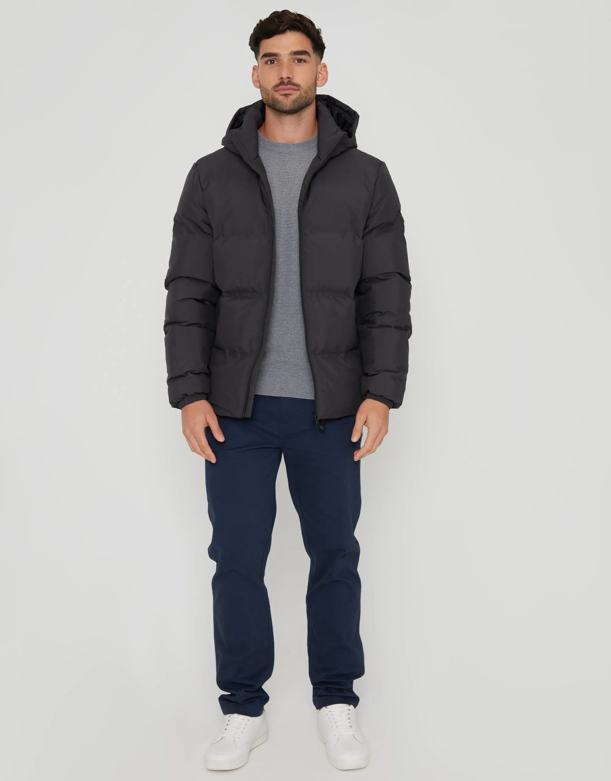Slate Grey Hooded Puffer Jacket sold by Threadbare product image thumbnail 3