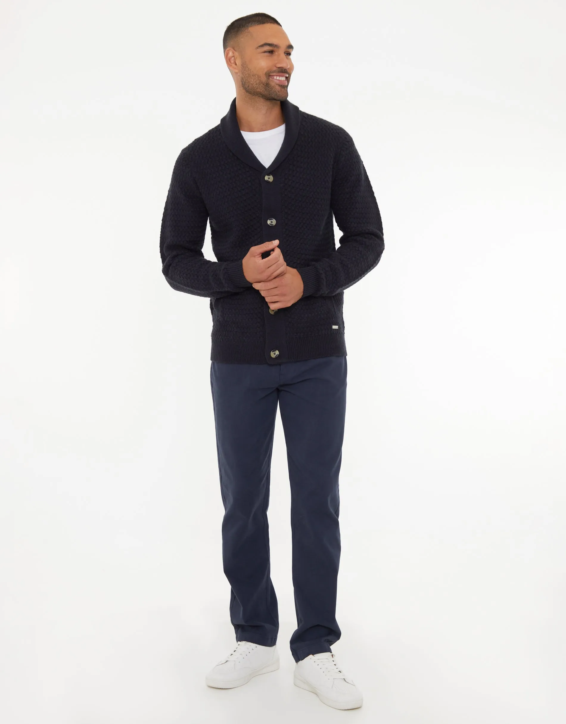 Navy Knitted Shawl Cardigan sold by Threadbare product image thumbnail 3