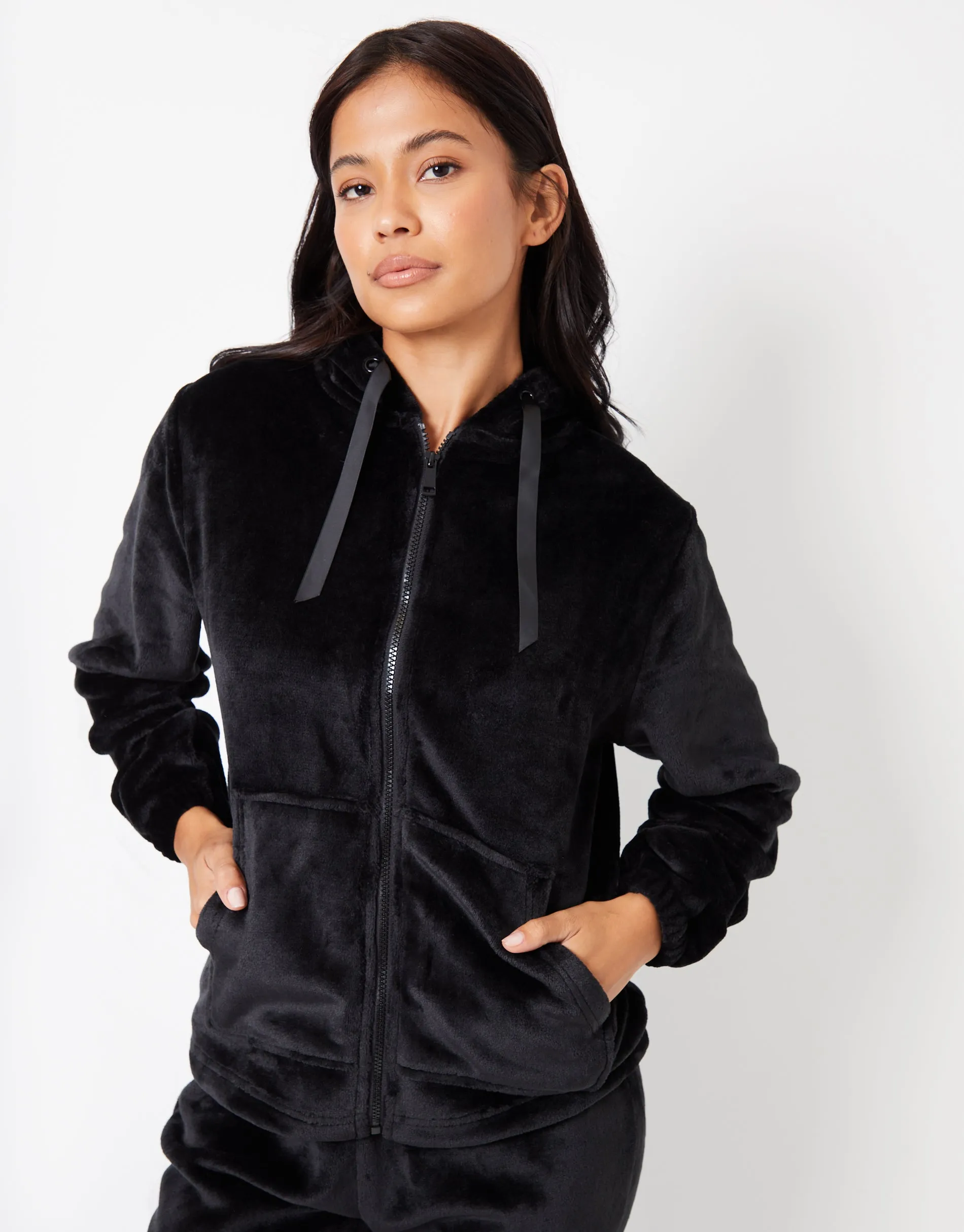 Women's Black Soft Velour Loungewear Set (2-Piece Set) sold by Threadbare product image thumbnail 2