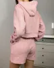 Women's Pink Cropped Hoodie Co-ord sold by Threadbare