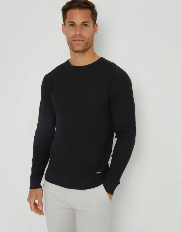 Black Mini Cable Knit Crew Neck Jumper sold by Threadbare