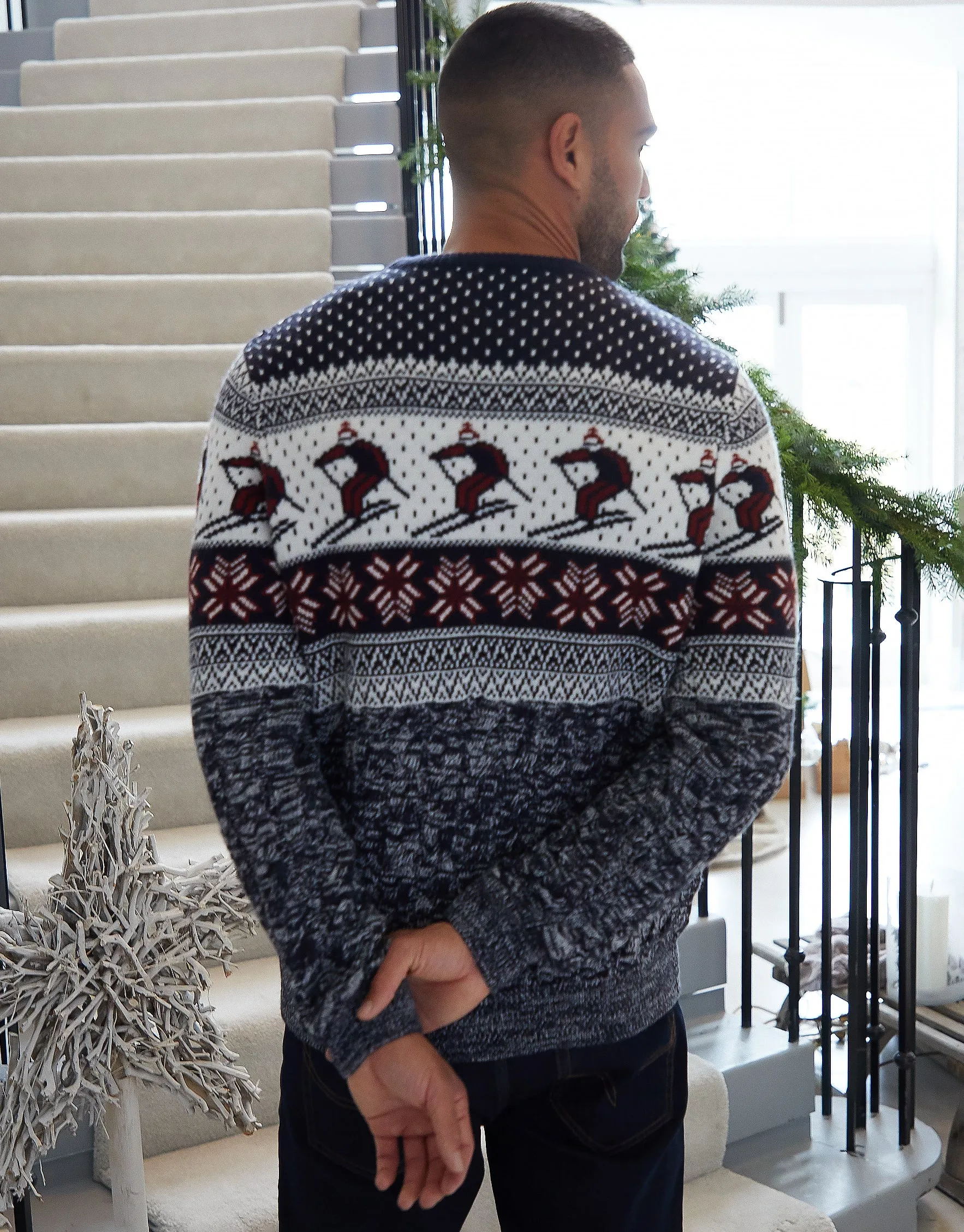 Threadbare Men's Navy Christmas Cable Knit Ski Fairisle Jumper sold by Threadbare product image thumbnail 2