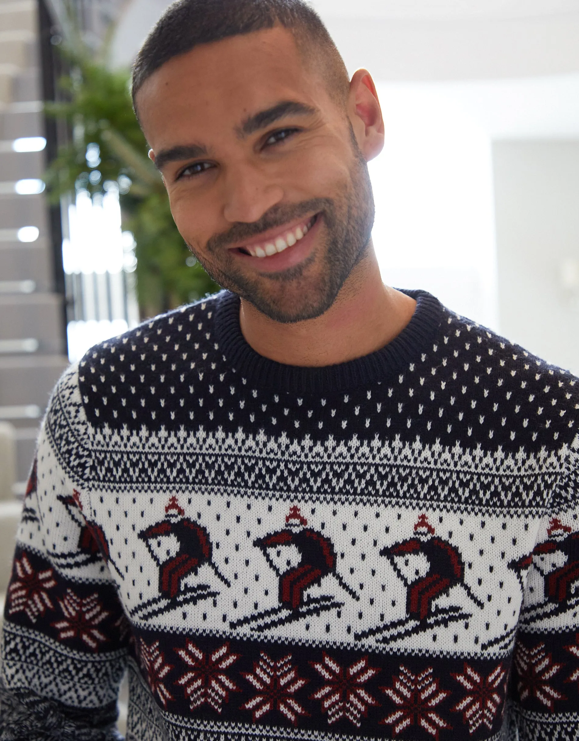 Threadbare Men's Navy Christmas Cable Knit Ski Fairisle Jumper sold by Threadbare product image thumbnail 4