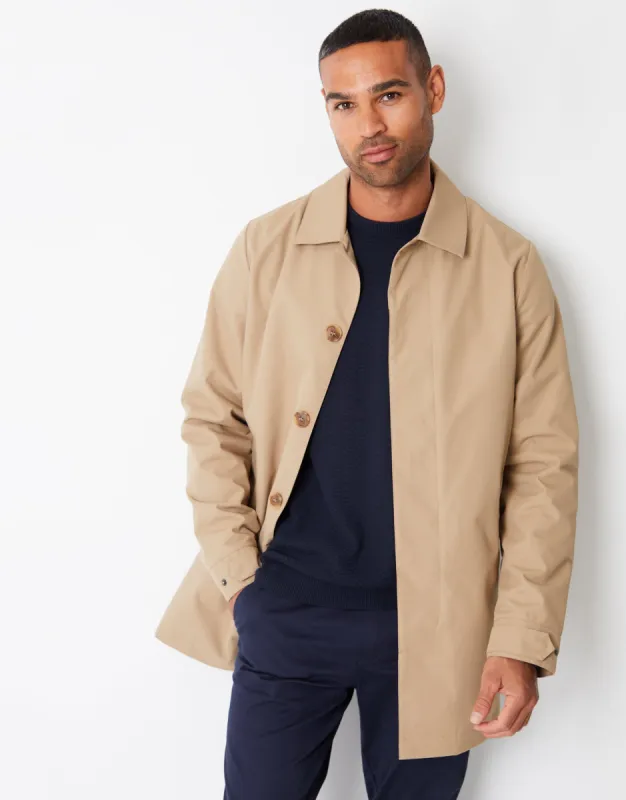 Threadbare Men's Dark Stone Showerproof Longline Mac sold by Threadbare