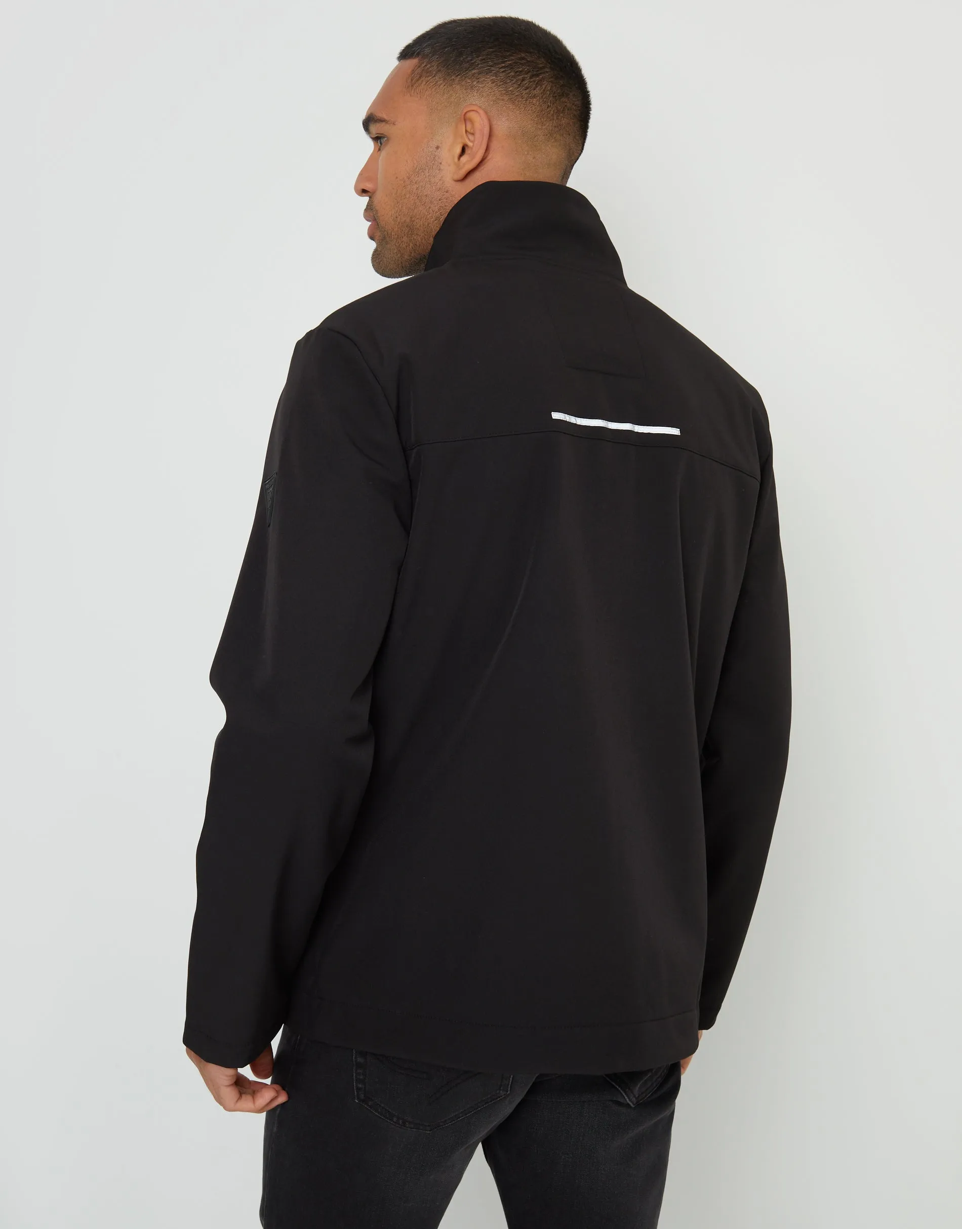 Men's Black Stretch Funnel Neck Lightweight Jacket sold by Threadbare product image thumbnail 2