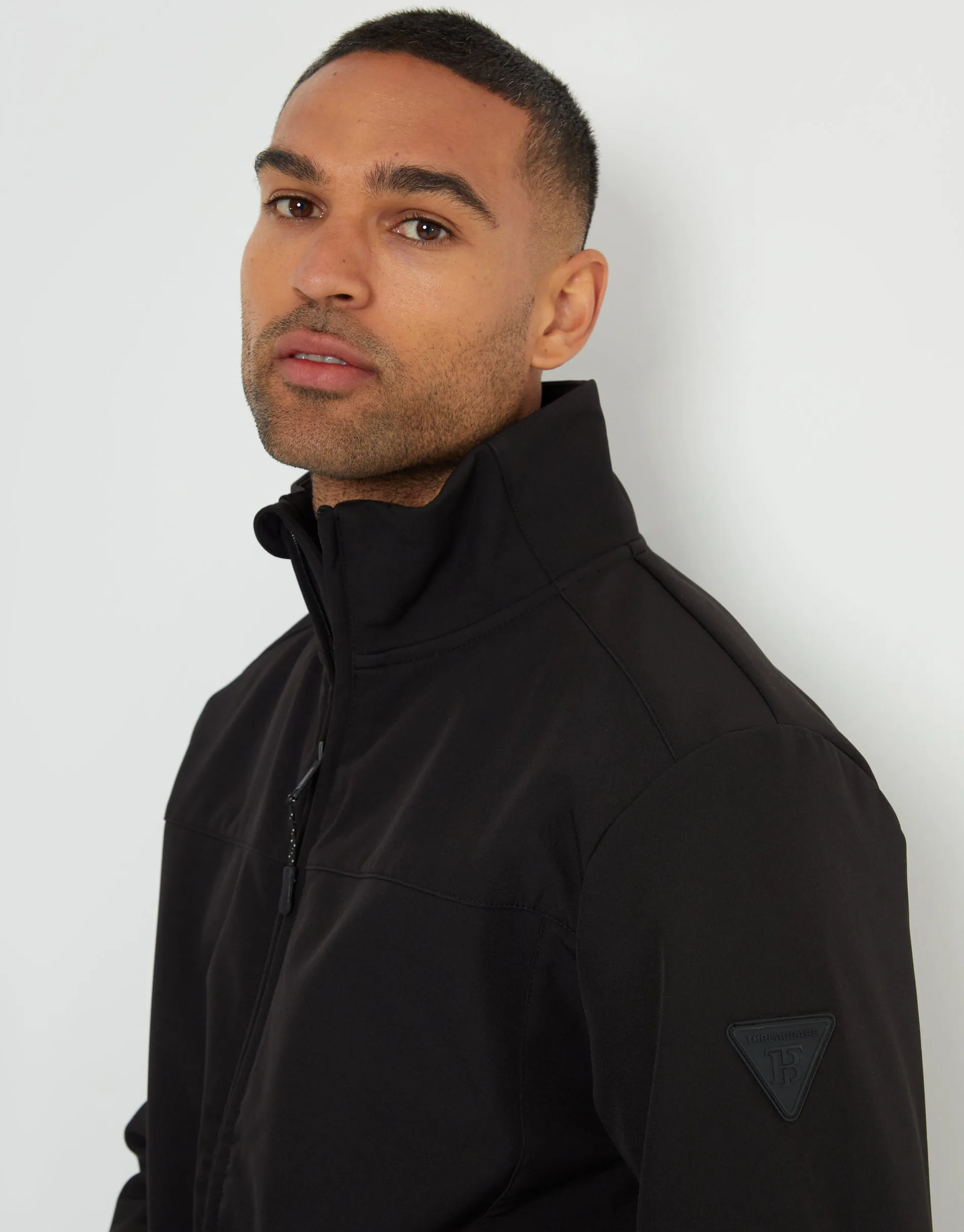 Men's Black Stretch Funnel Neck Lightweight Jacket sold by Threadbare product image thumbnail 4