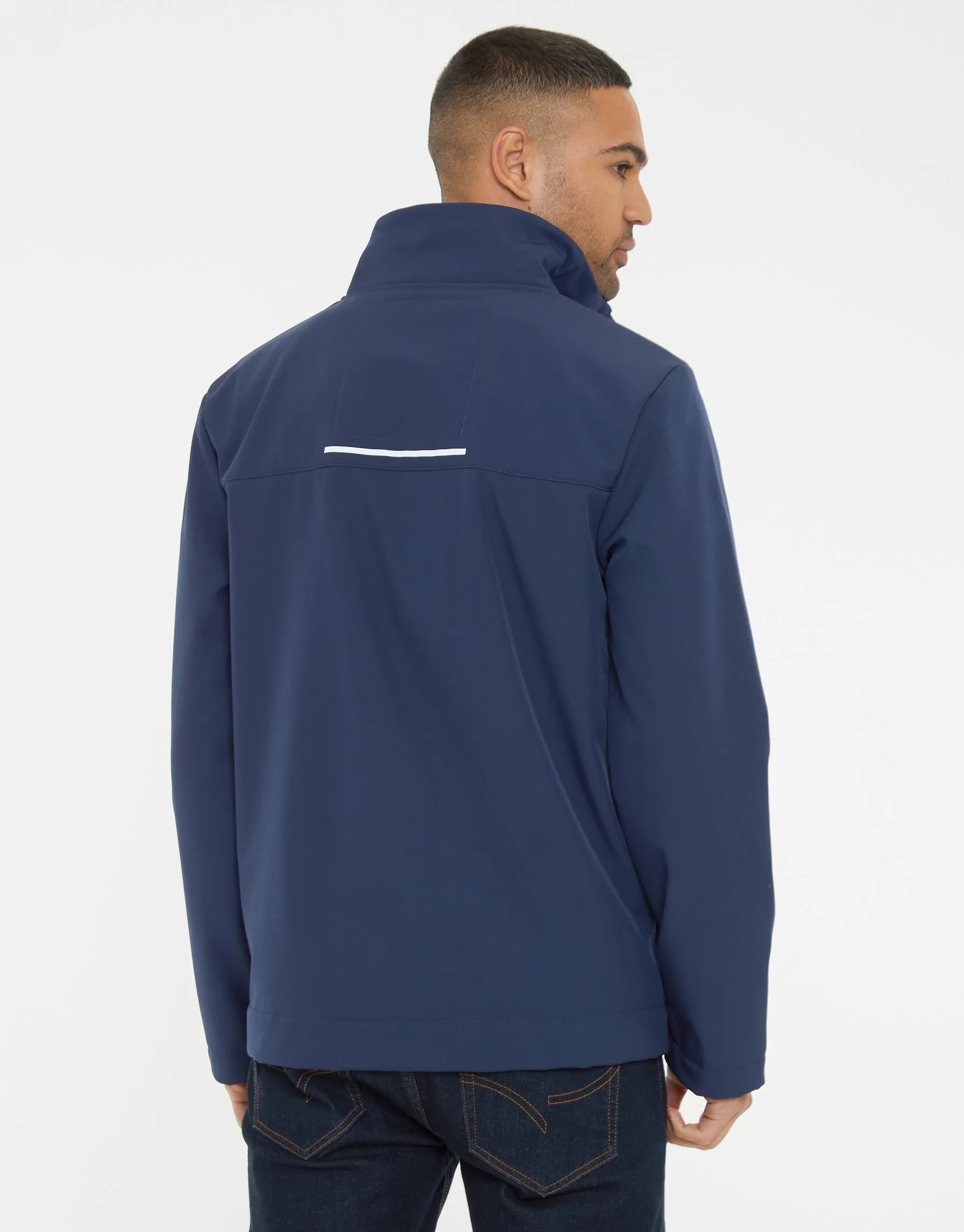 Men's Navy Stretch Funnel Neck Lightweight Jacket sold by Threadbare product image thumbnail 2