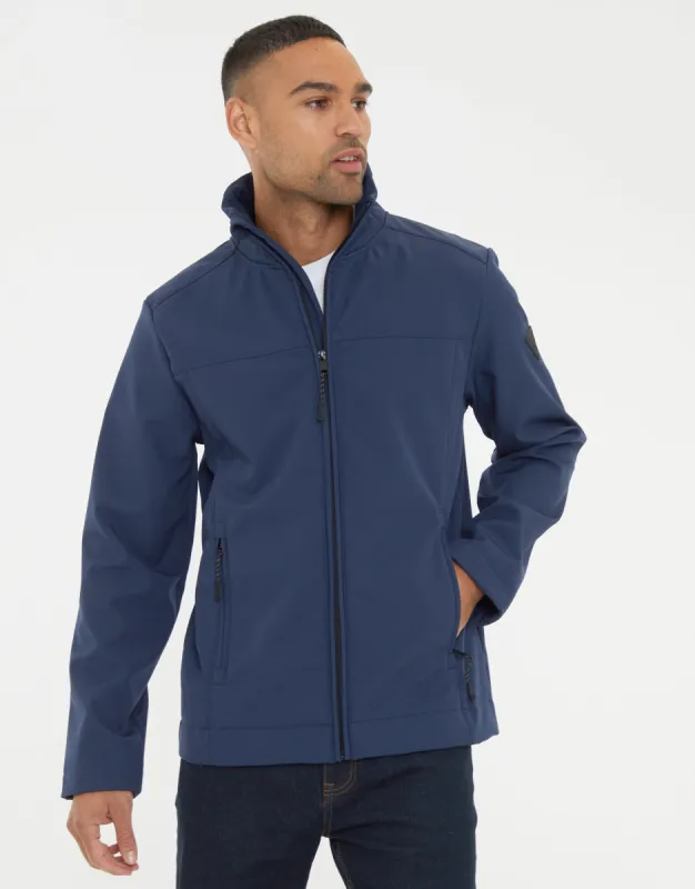 Men's Navy Stretch Funnel Neck Lightweight Jacket sold by Threadbare