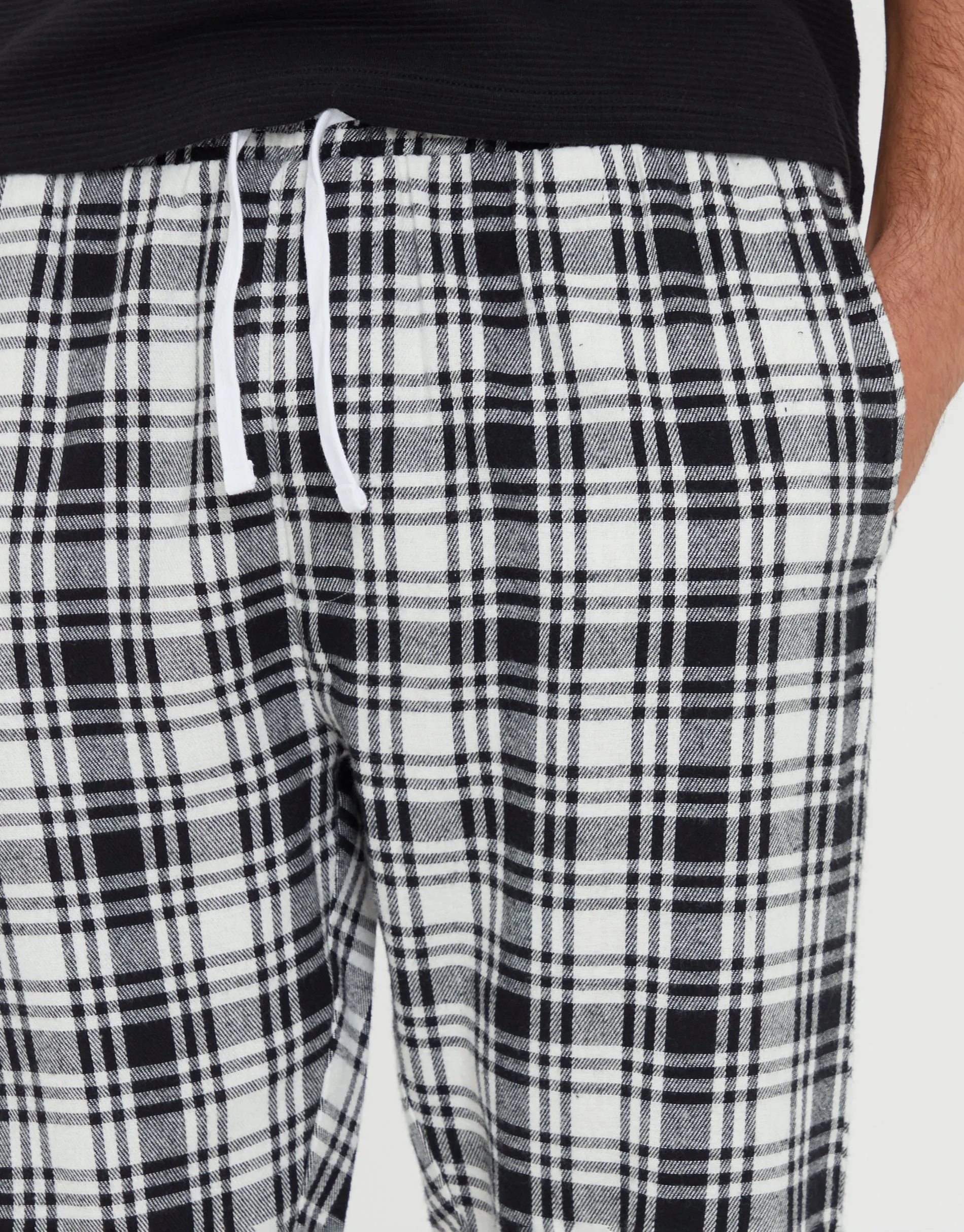 Black & Ecru Check Brushed Cotton Lounge Bottoms (2 Pack) sold by Threadbare product image thumbnail 4