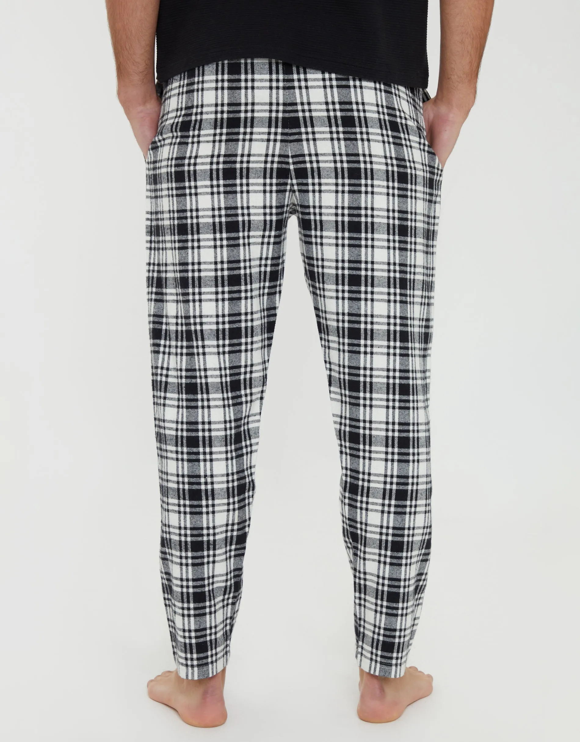 Black & Ecru Check Brushed Cotton Lounge Bottoms (2 Pack) sold by Threadbare product image thumbnail 2