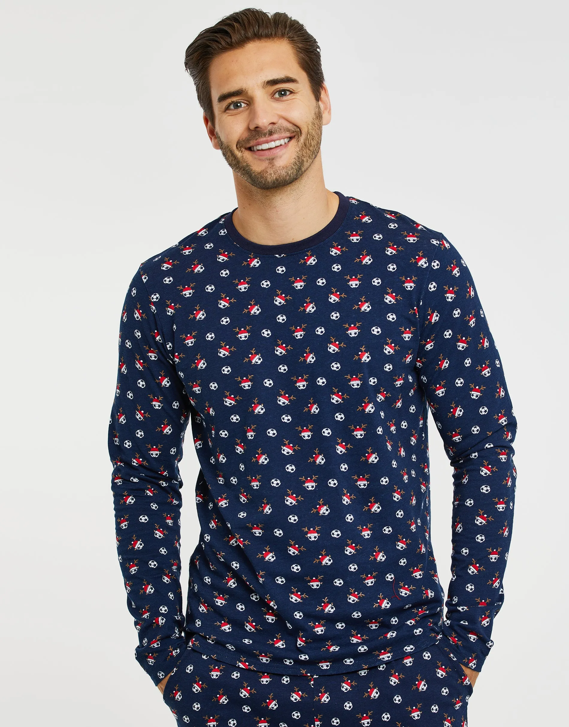 Threadbare Men's Navy Football Long Christmas Pyjamas (2-Piece Set) sold by Threadbare product image thumbnail 4