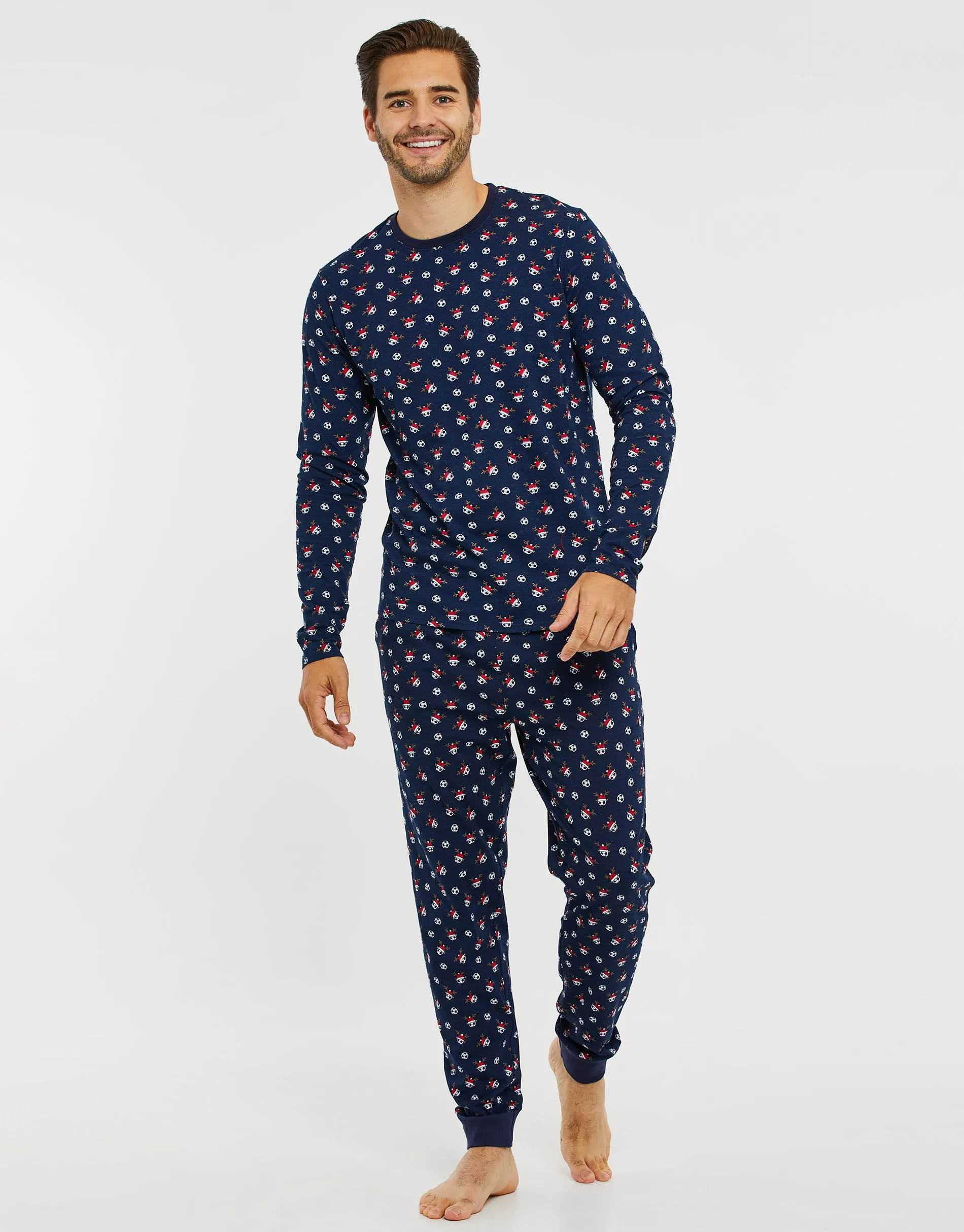 Threadbare Men's Navy Football Long Christmas Pyjamas (2-Piece Set) sold by Threadbare product image thumbnail 2
