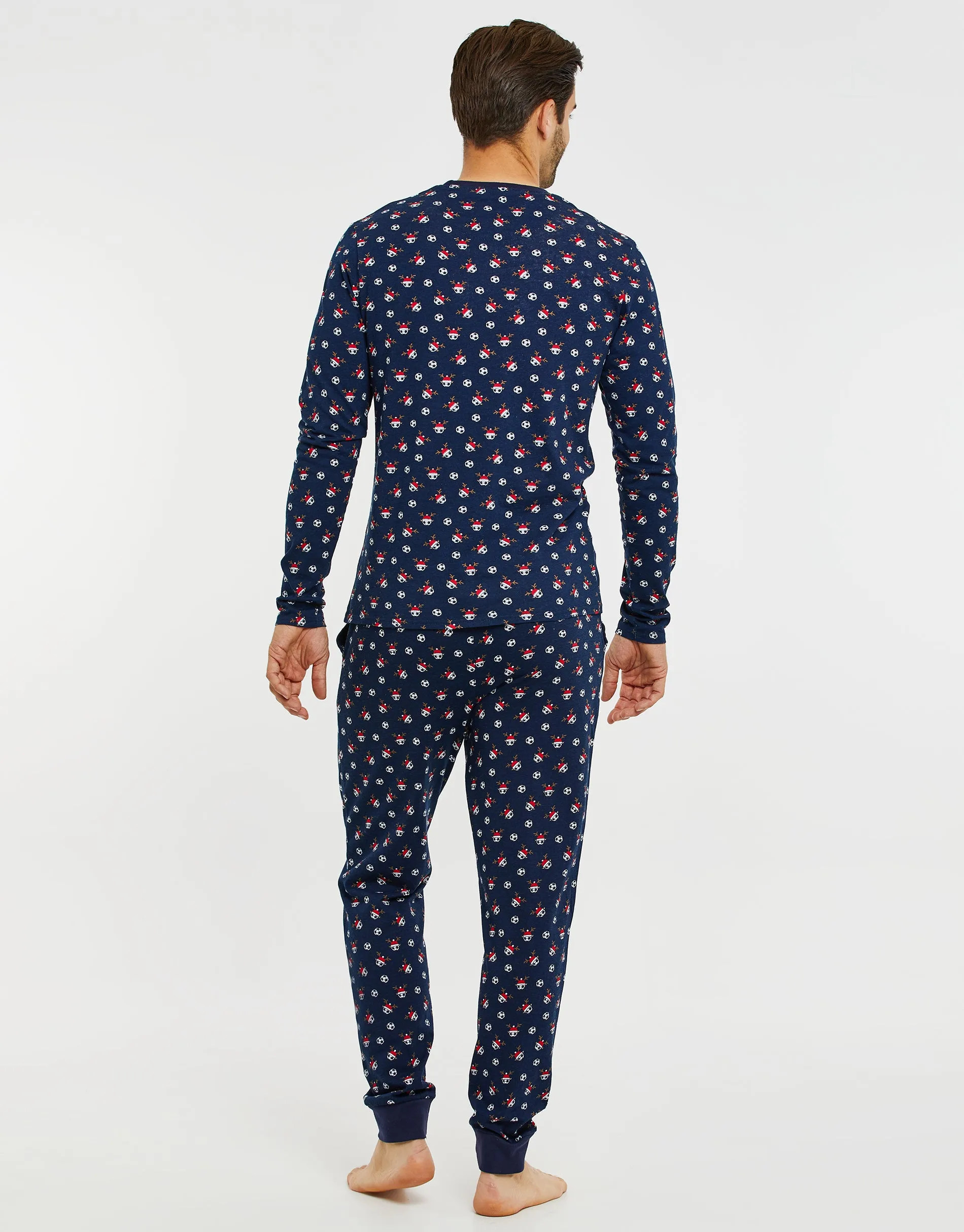 Threadbare Men's Navy Football Long Christmas Pyjamas (2-Piece Set) sold by Threadbare product image thumbnail 3