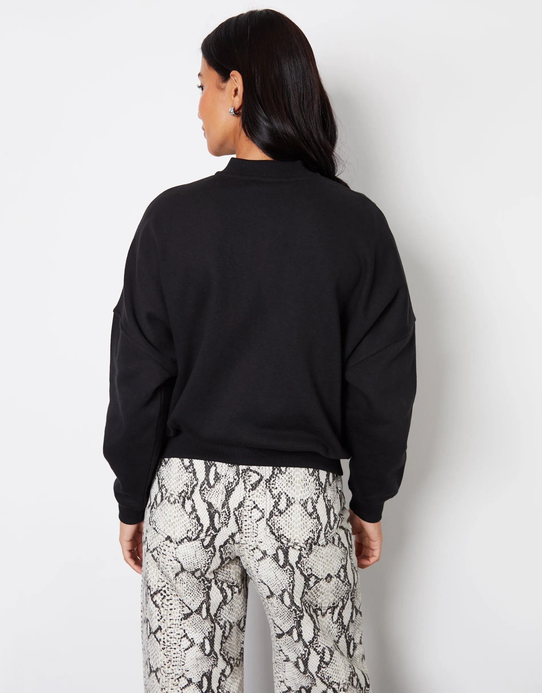Threadbare Women's Black Zip-Up Bomber Sweat sold by Threadbare product image thumbnail 2