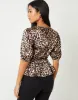Women's Leopard Print Puff Sleeve Satin Smock Blouse sold by Threadbare