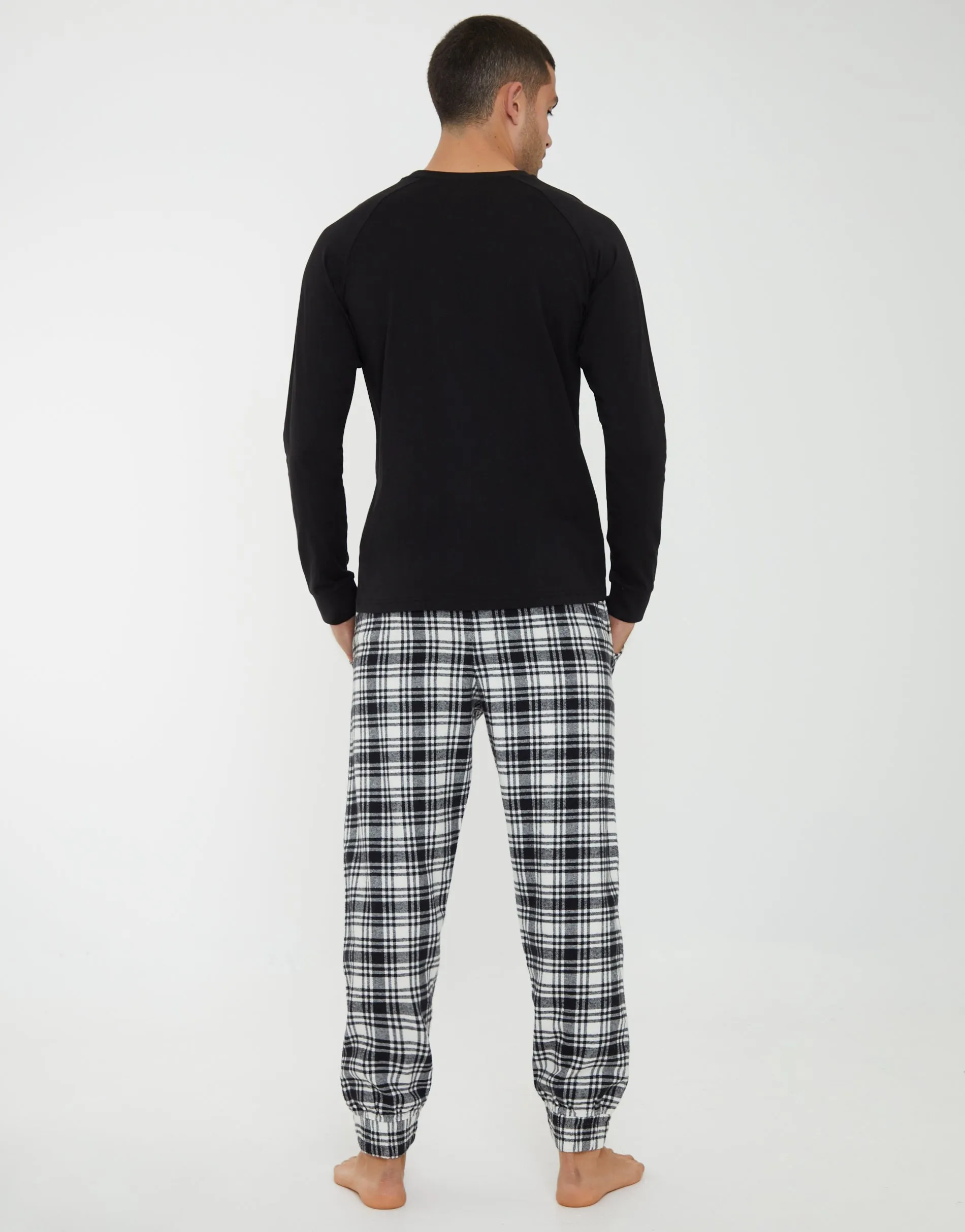 Men's Black Check Script Long Pyjamas (2-Piece Set) sold by Threadbare product image thumbnail 2