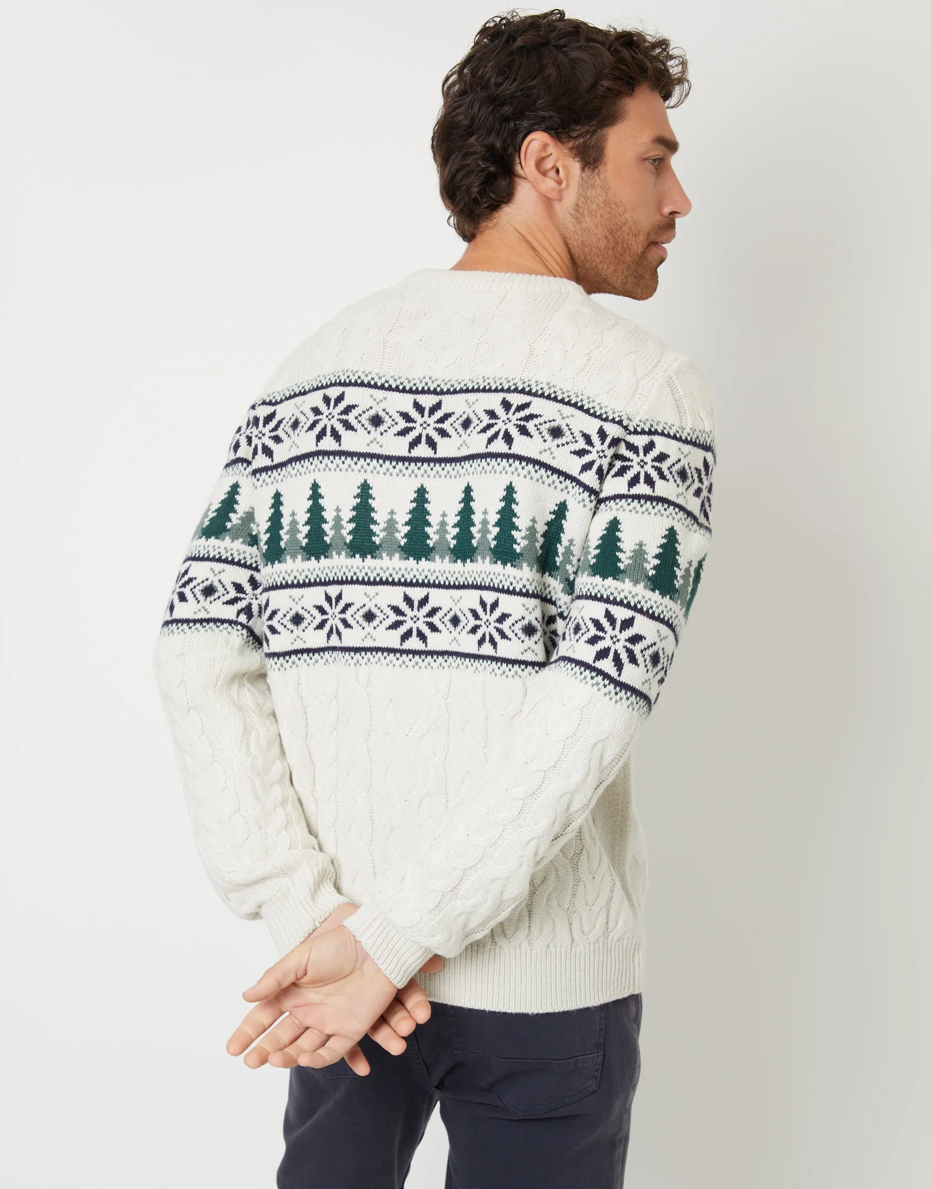 Threadbare Men's Stone Cable Knit Christmas Fairisle Jumper sold by Threadbare product image thumbnail 2