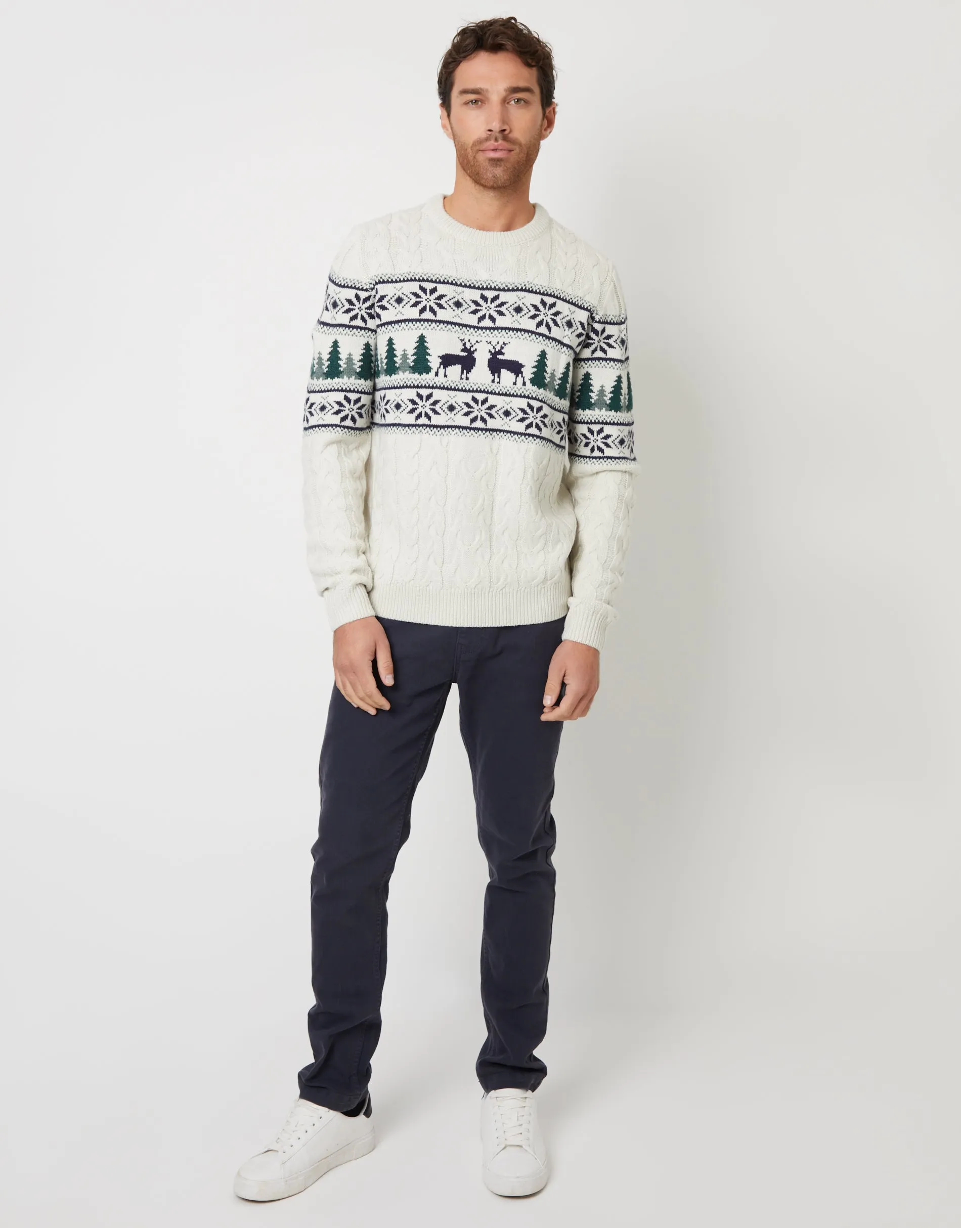 Threadbare Men's Stone Cable Knit Christmas Fairisle Jumper sold by Threadbare product image thumbnail 3