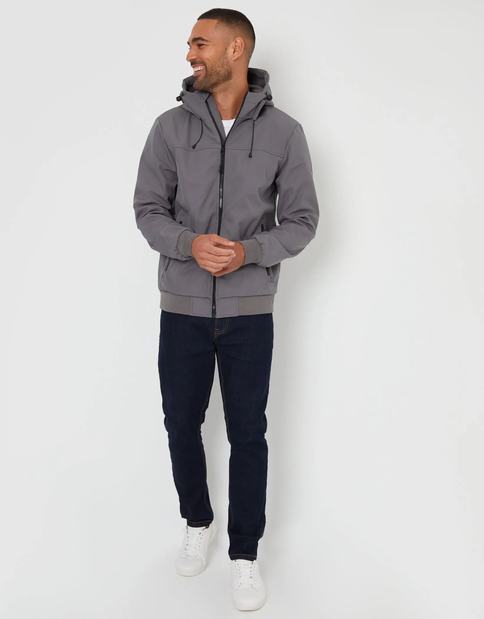 Men's Slate Stretch Hooded Lightweight Jacket sold by Threadbare product image thumbnail 3