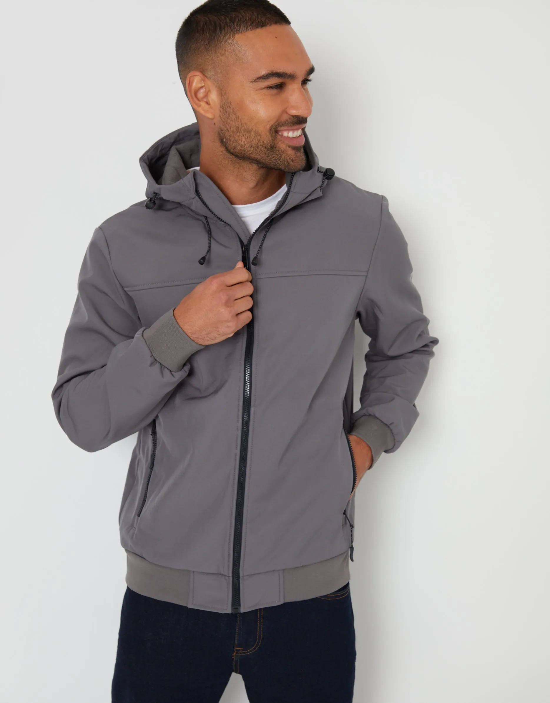 Men's Slate Stretch Hooded Lightweight Jacket sold by Threadbare product image thumbnail 5