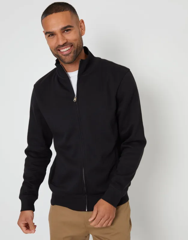 Black Funnel Neck Zip Through Sweatshirt sold by Threadbare