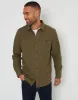 Threadbare Men's Khaki Green Brushed Flannel Cotton Long Sleeve Shirt sold by Threadbare