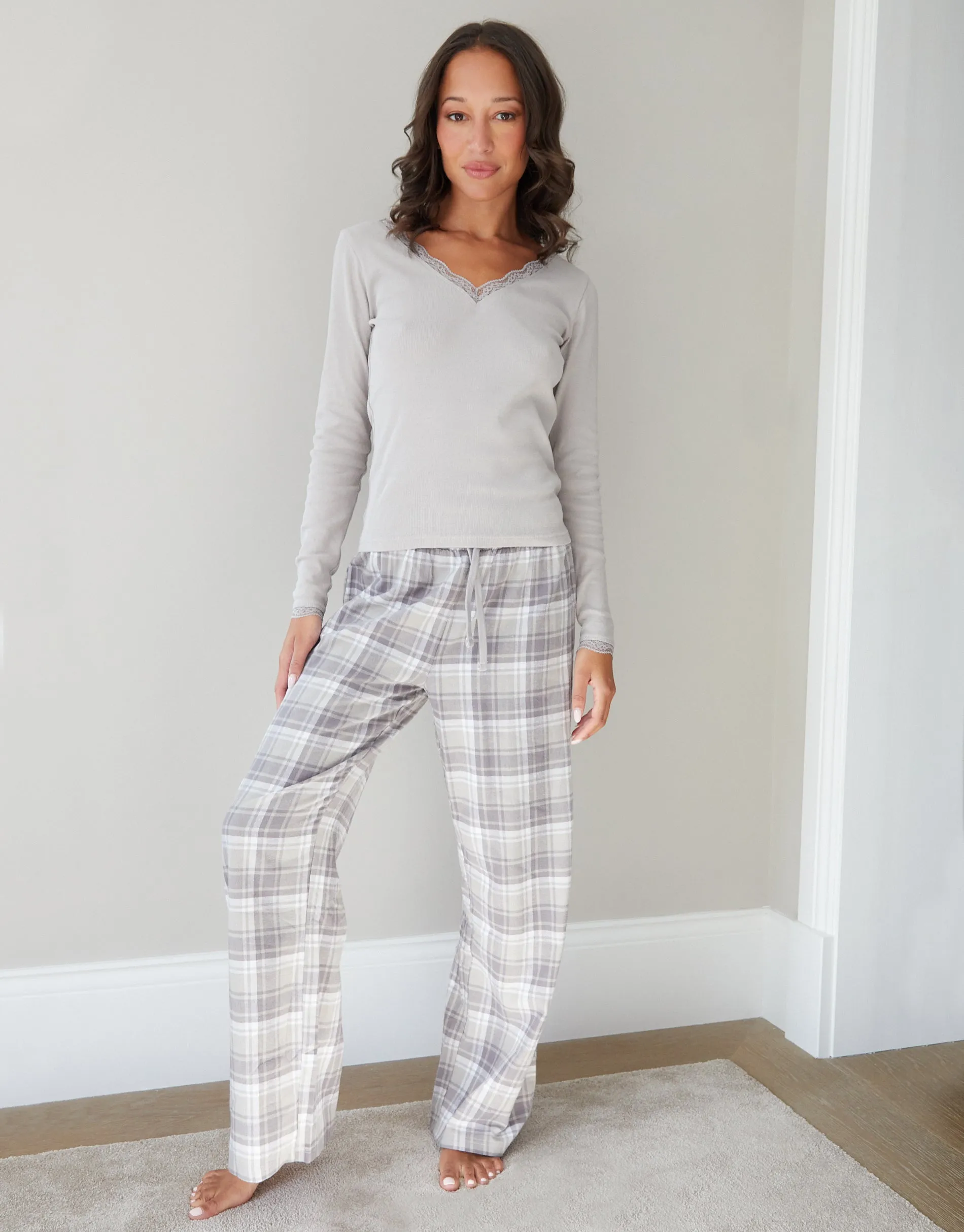 Grey Long Sleeve Check Pyjamas (2-Piece Set) sold by Threadbare product image thumbnail 3