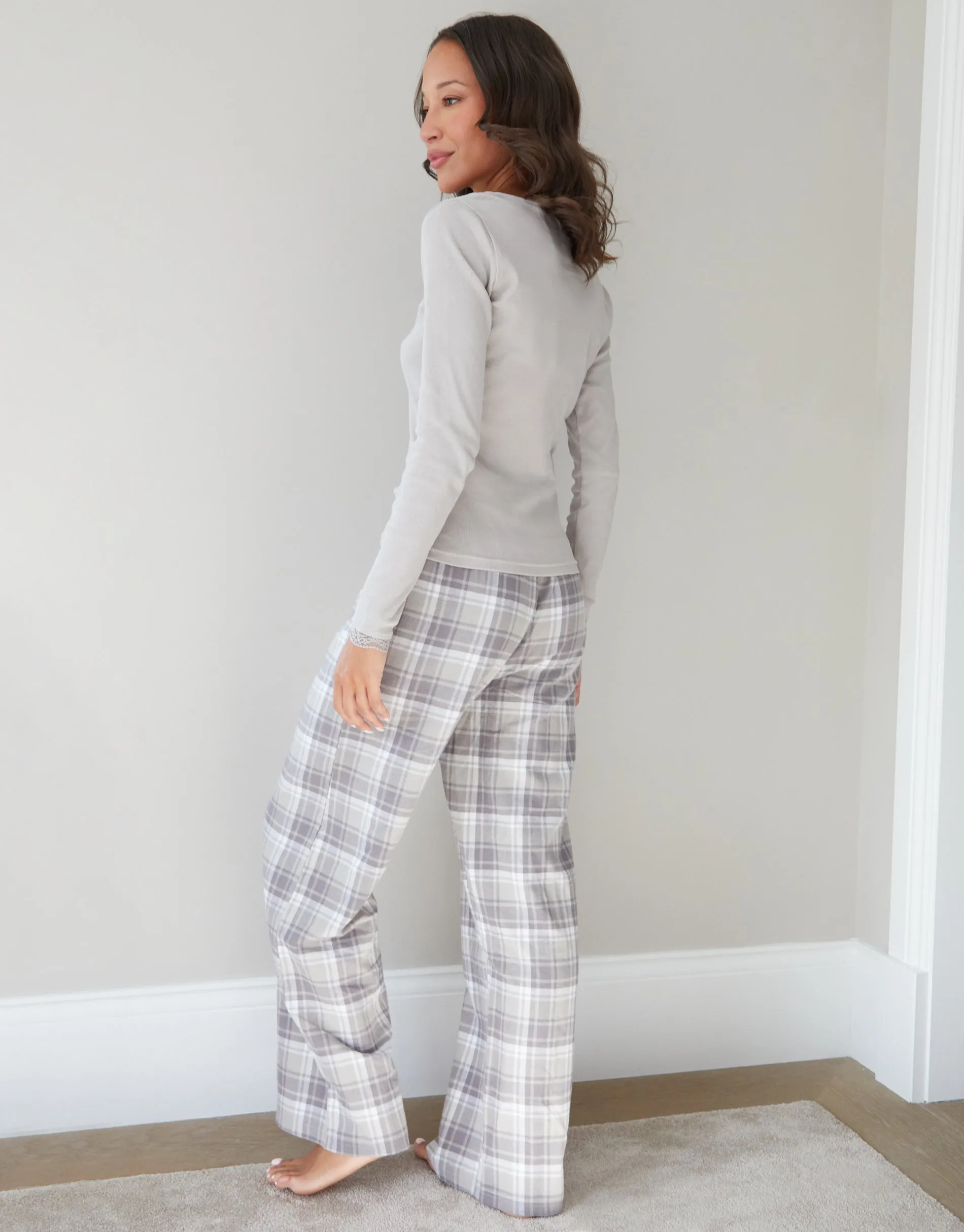 Grey Long Sleeve Check Pyjamas (2-Piece Set) sold by Threadbare product image thumbnail 2