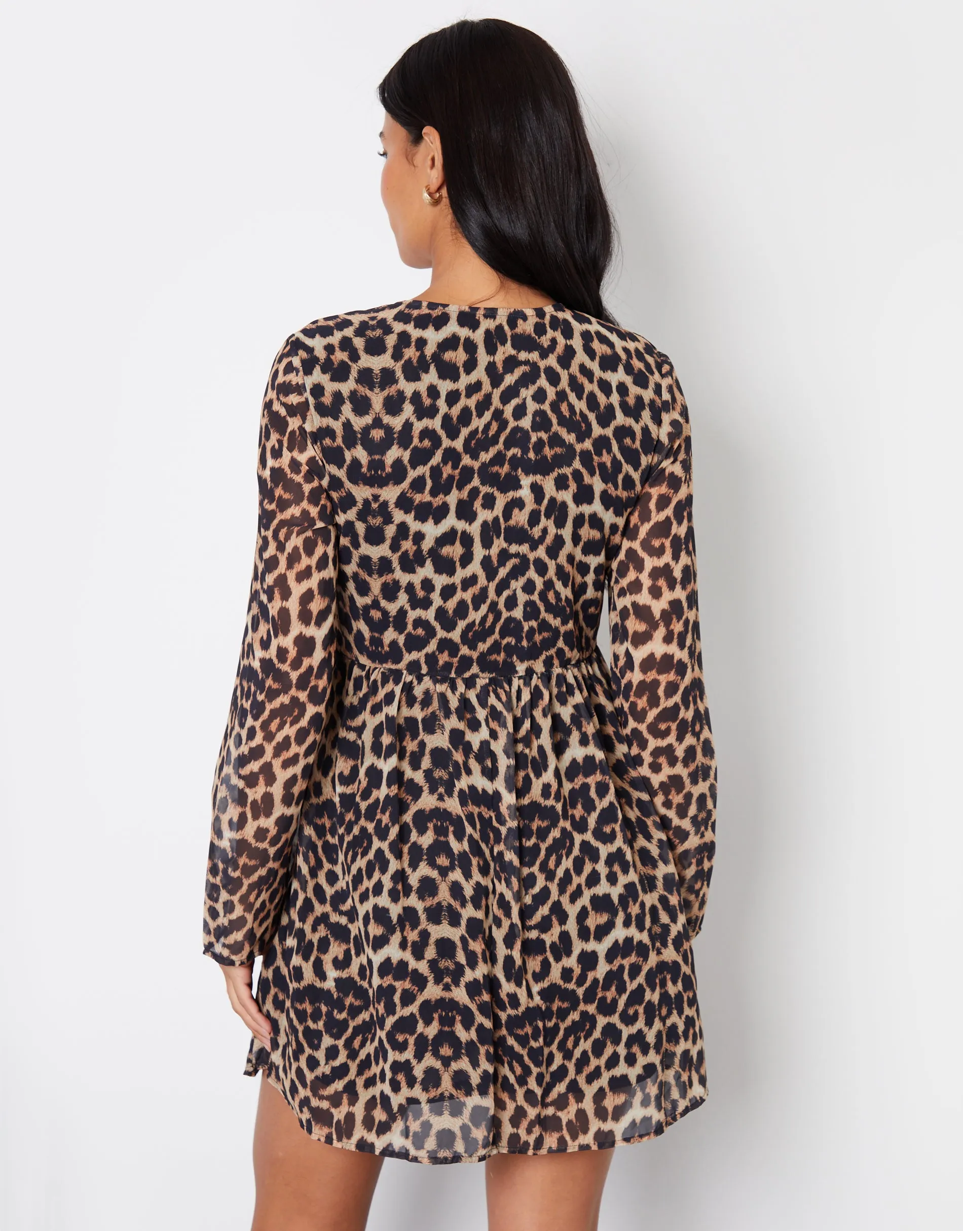 Women's Leopard Print Flared Chiffon Mini Dress sold by Threadbare product image thumbnail 2
