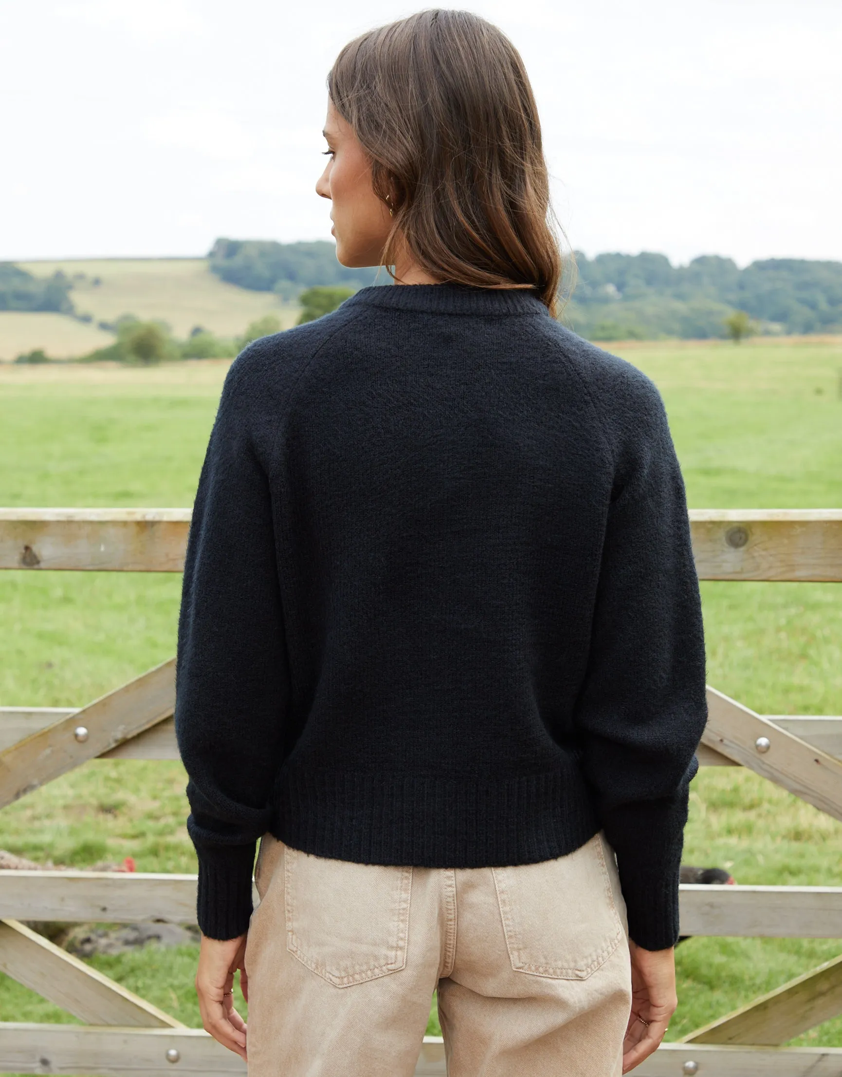 Black Button Up Knitted Cardigan sold by Threadbare product image thumbnail 2