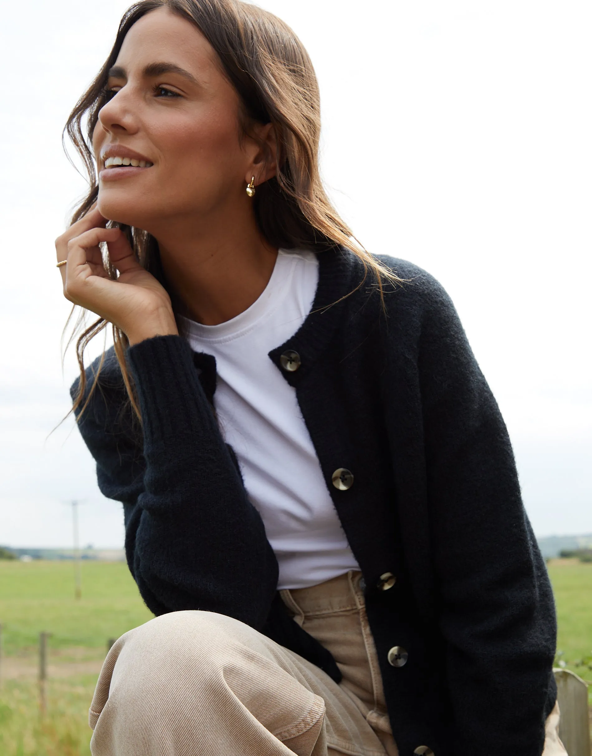 Black Button Up Knitted Cardigan sold by Threadbare product image thumbnail 4